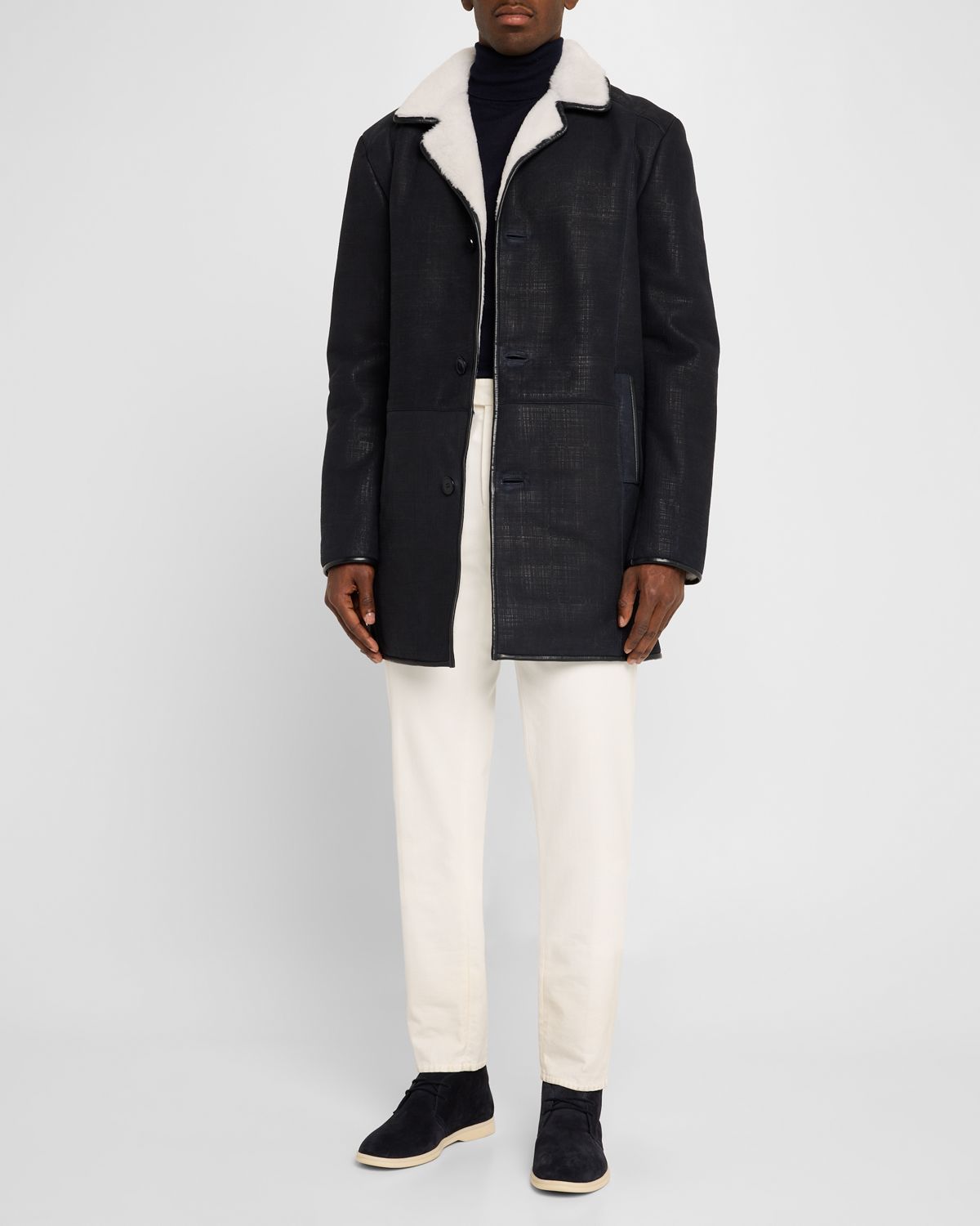 Gorski Men 's Merino Shearling Lamb Stroller Coat