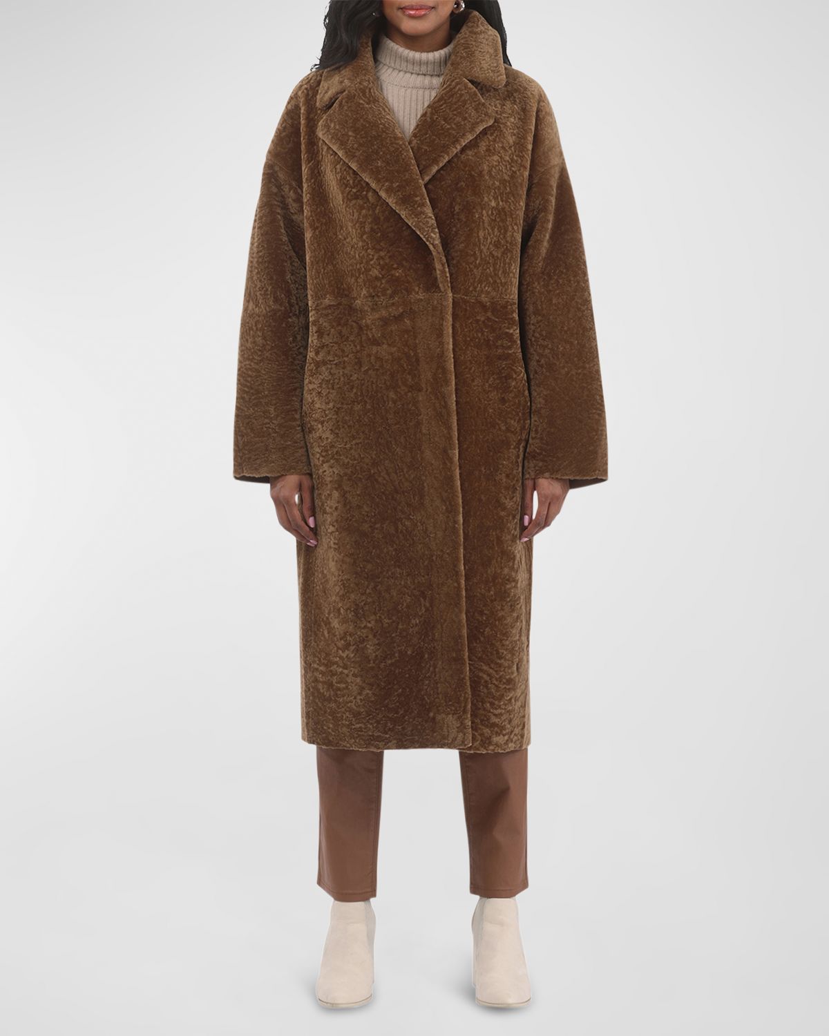 Gorski Reversible Textured Lamb Shearling Long Coat