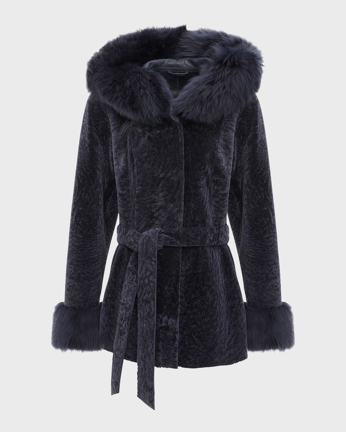Gorski Belted Lamb Shearling Reversible Parka With Merinillo Lamb Shearling Trim