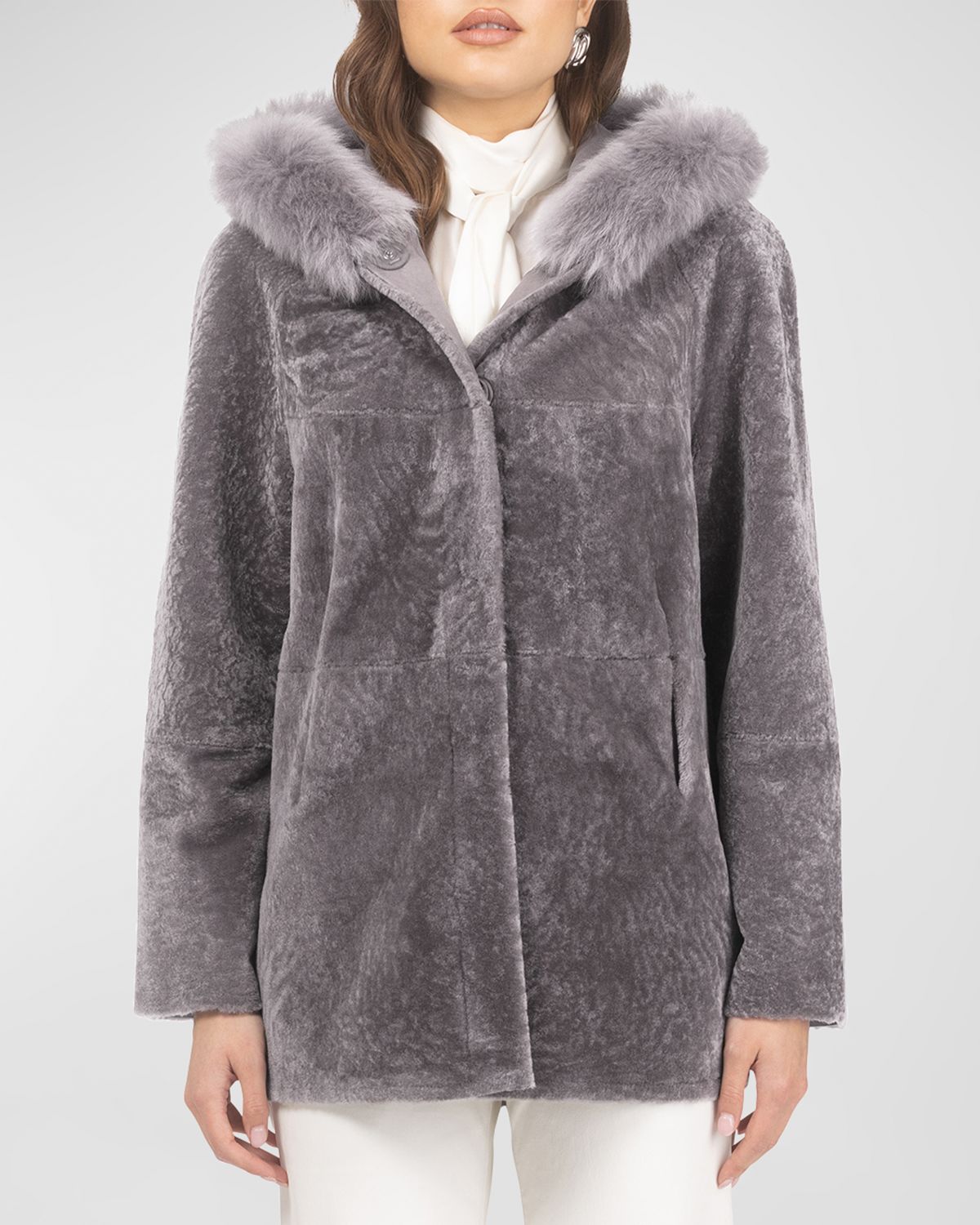 Gorski Reversible Textured Lamb Shearling Parka With Merinillo Lamb Shearling Trim | Thumbnail 6 Gorski Reversible Textured Lamb Shearling Parka With Merinillo Lamb Shearling Trim | Thumbnail 6