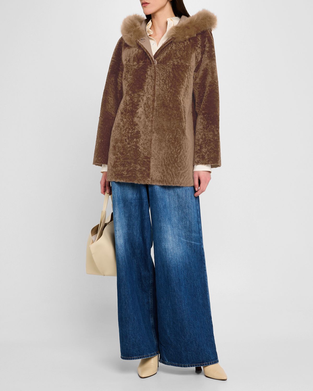 Gorski Reversible Textured Lamb Shearling Parka With Merinillo Lamb Shearling Trim