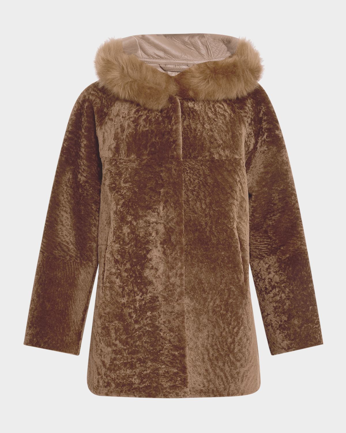Gorski Reversible Textured Lamb Shearling Parka With Merinillo Lamb Shearling Trim