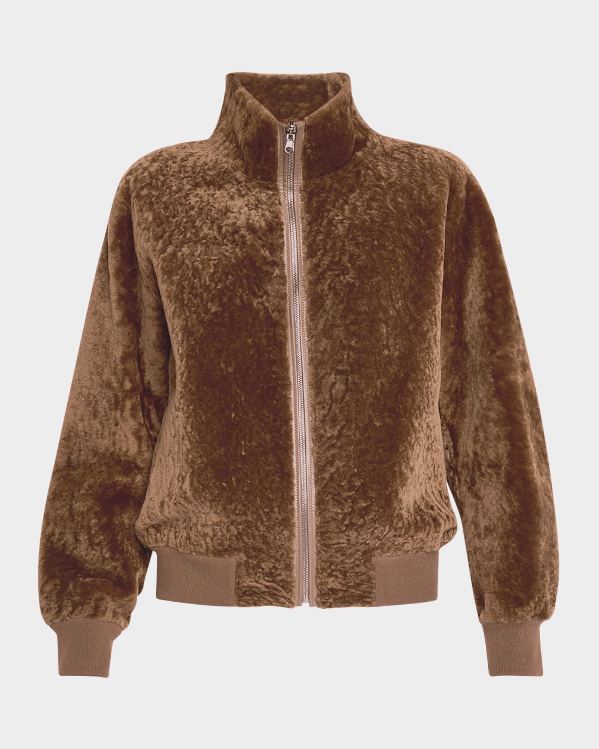 Gorski Reversible Textured Shearling Lamb Bomber Jacket