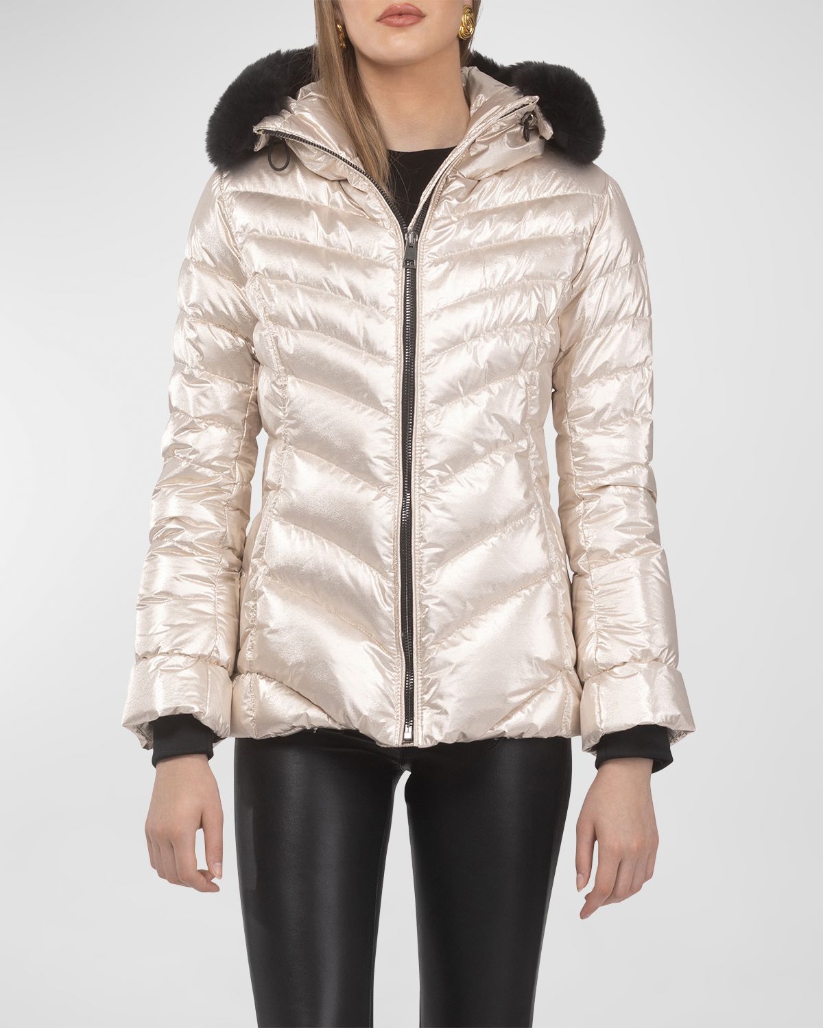 Gorski Apres-Ski Jacket With Detachable Toscana Lamb Shearling Hood Trim