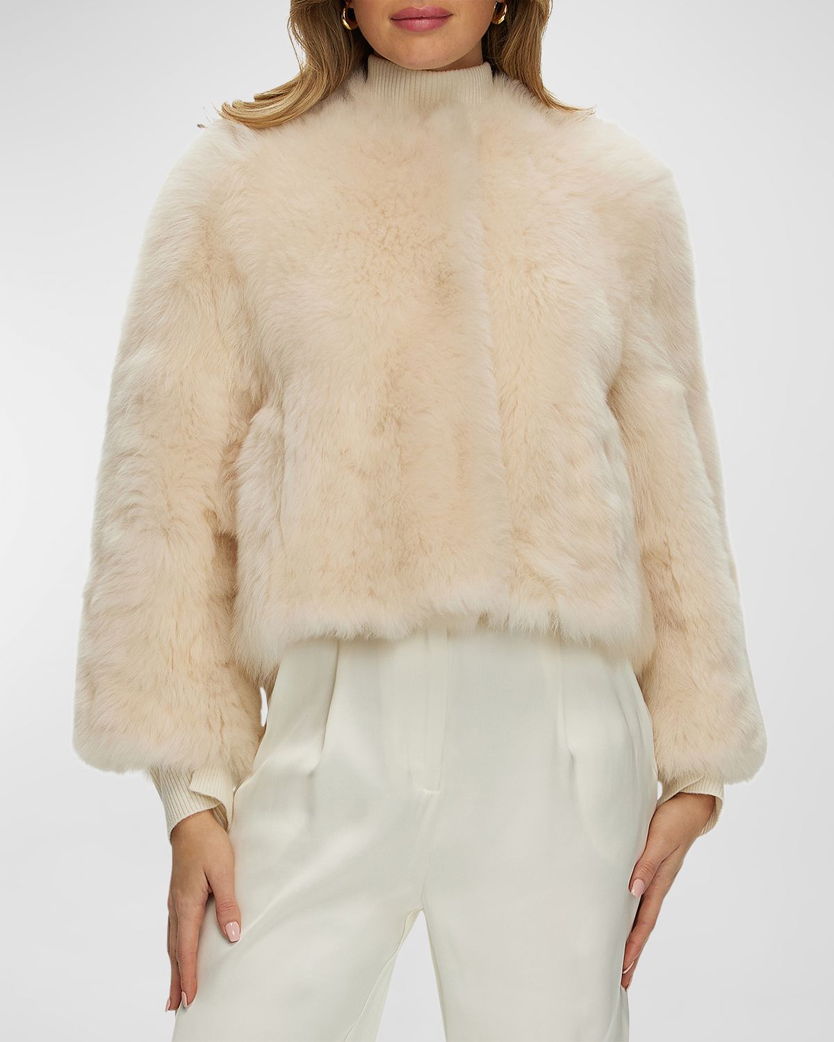 Gorski Reversible Toscana Shearling Lamb Collarless Jacket