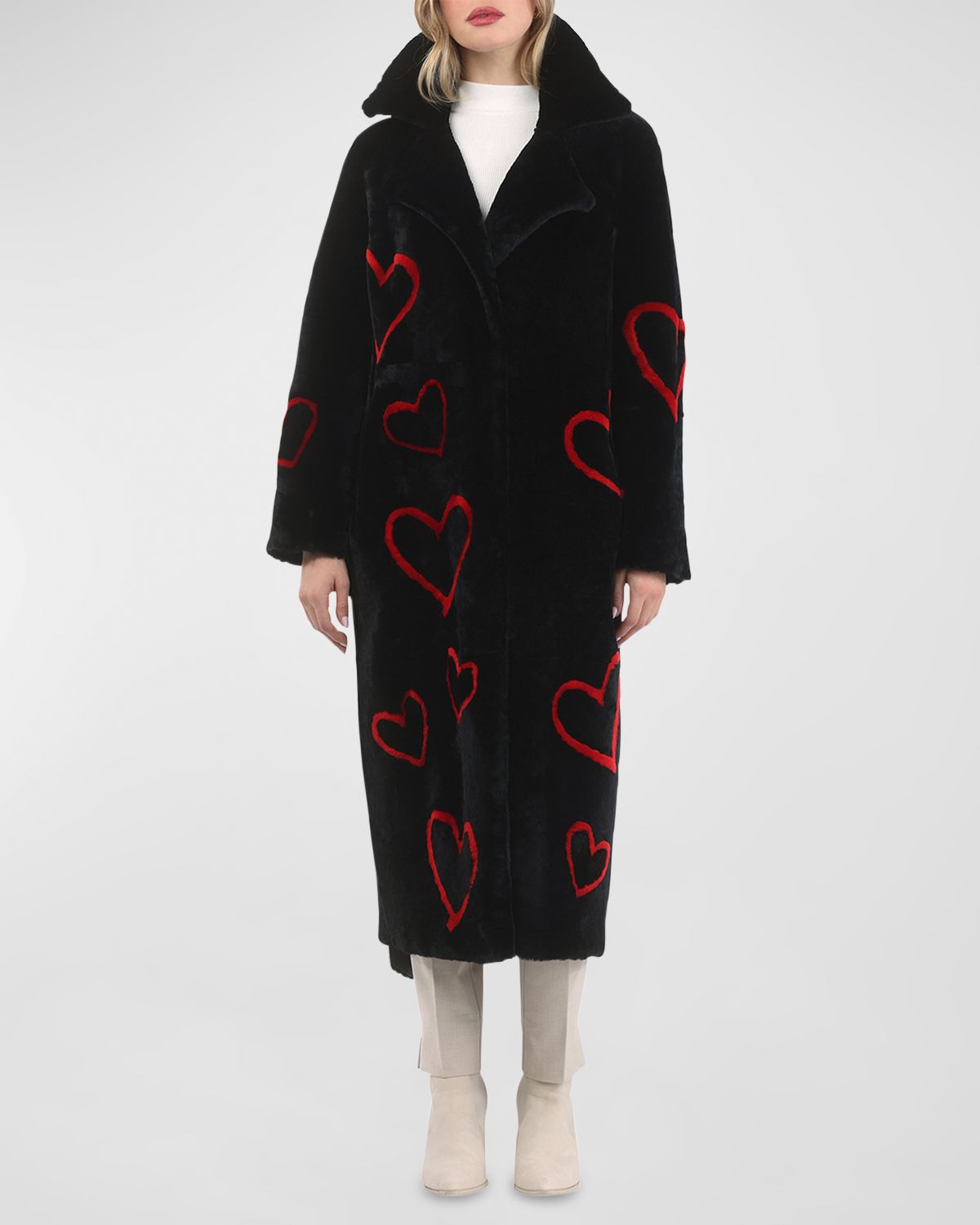 Gorski Reversible Heart Lamb Shearling Coat With Belt