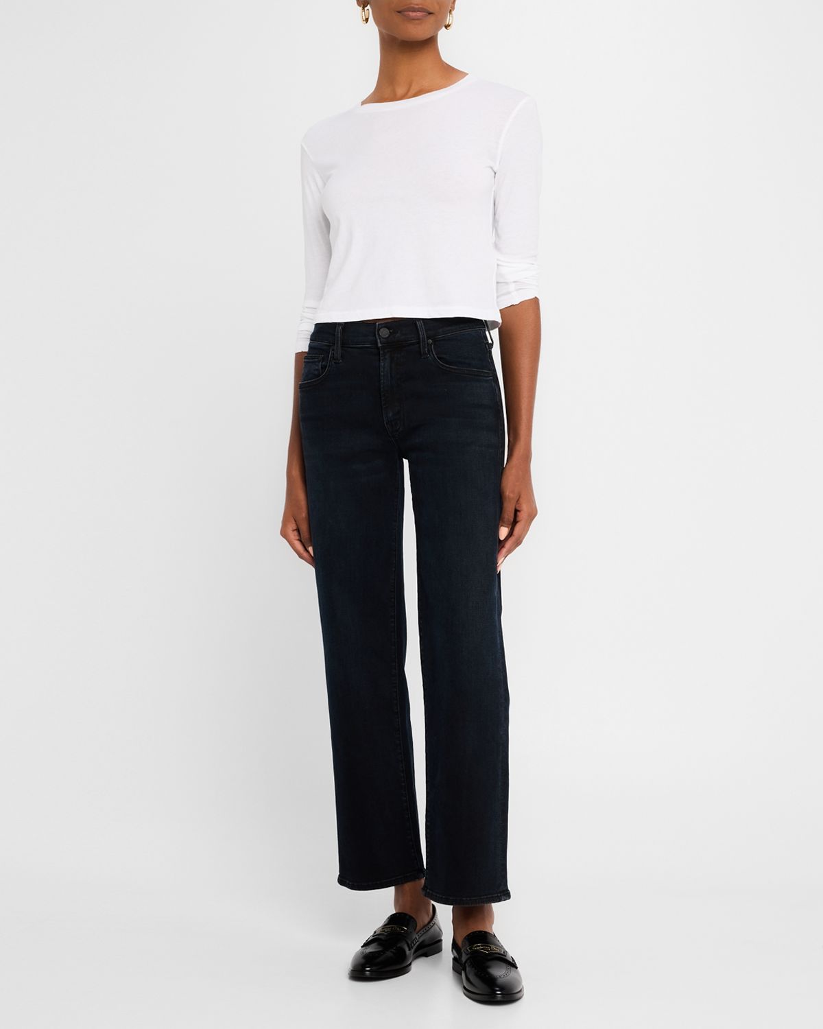 MOTHER The Mid-Rise Rambler Zip Ankle Jeans