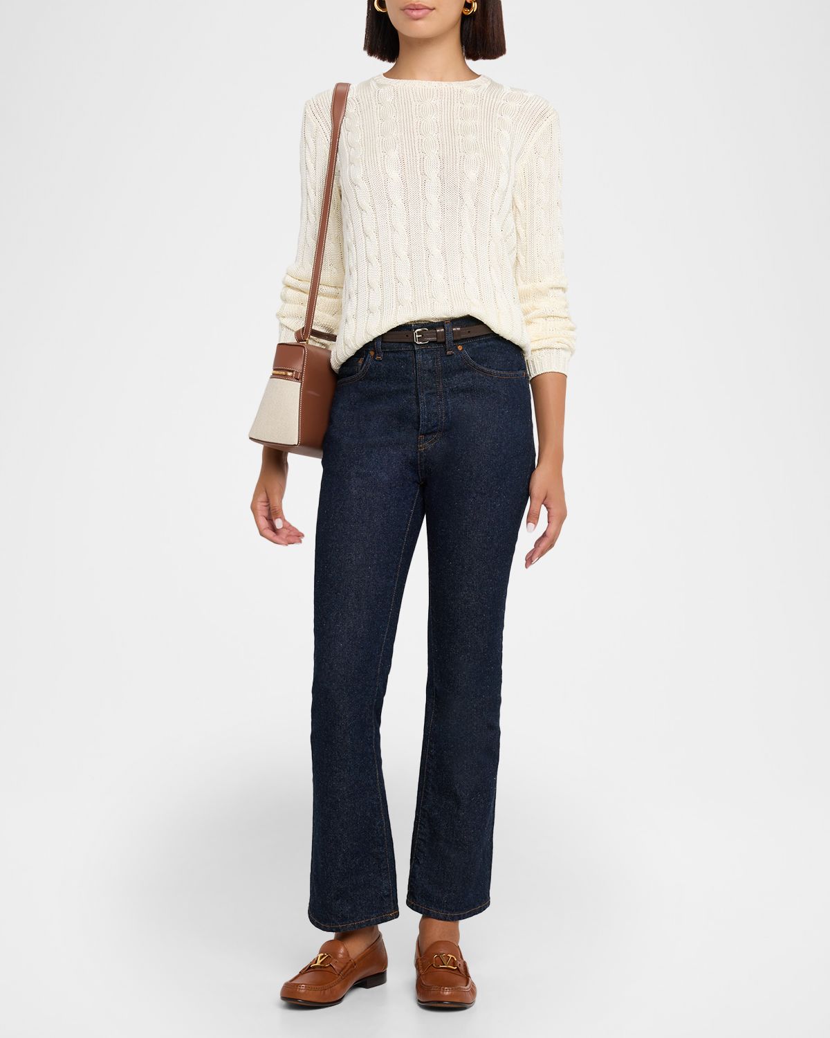 Ralph Lauren Collection Cable Silk Knit Fitted Sweater