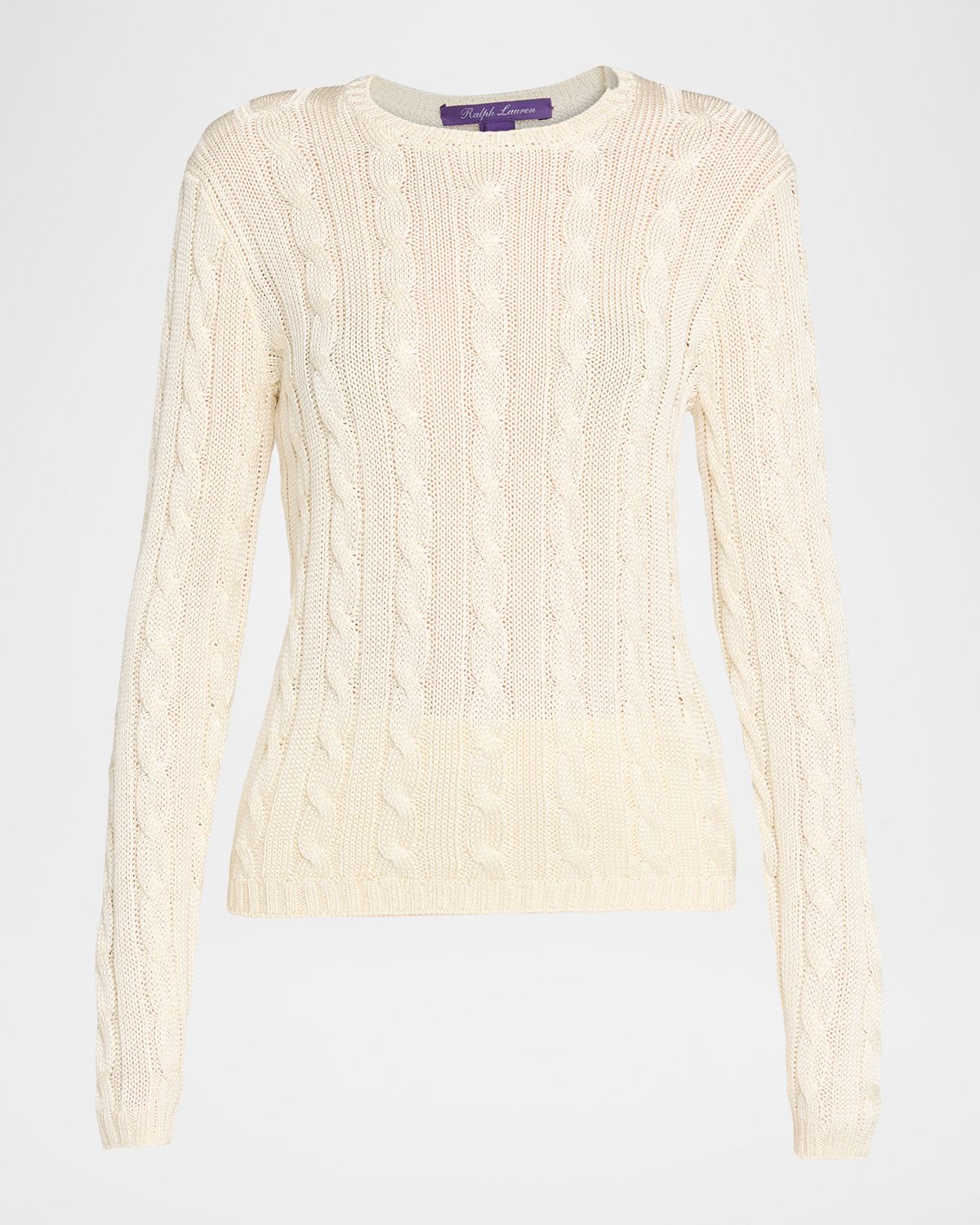 Ralph Lauren Collection Cable Silk Knit Fitted Sweater