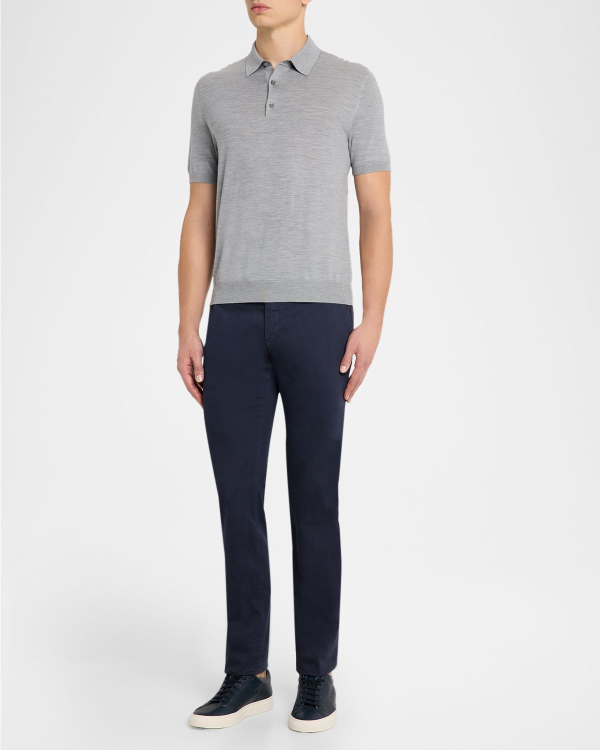 Loro Piana Men 's Sottile Short-Sleeve Polo Sweater