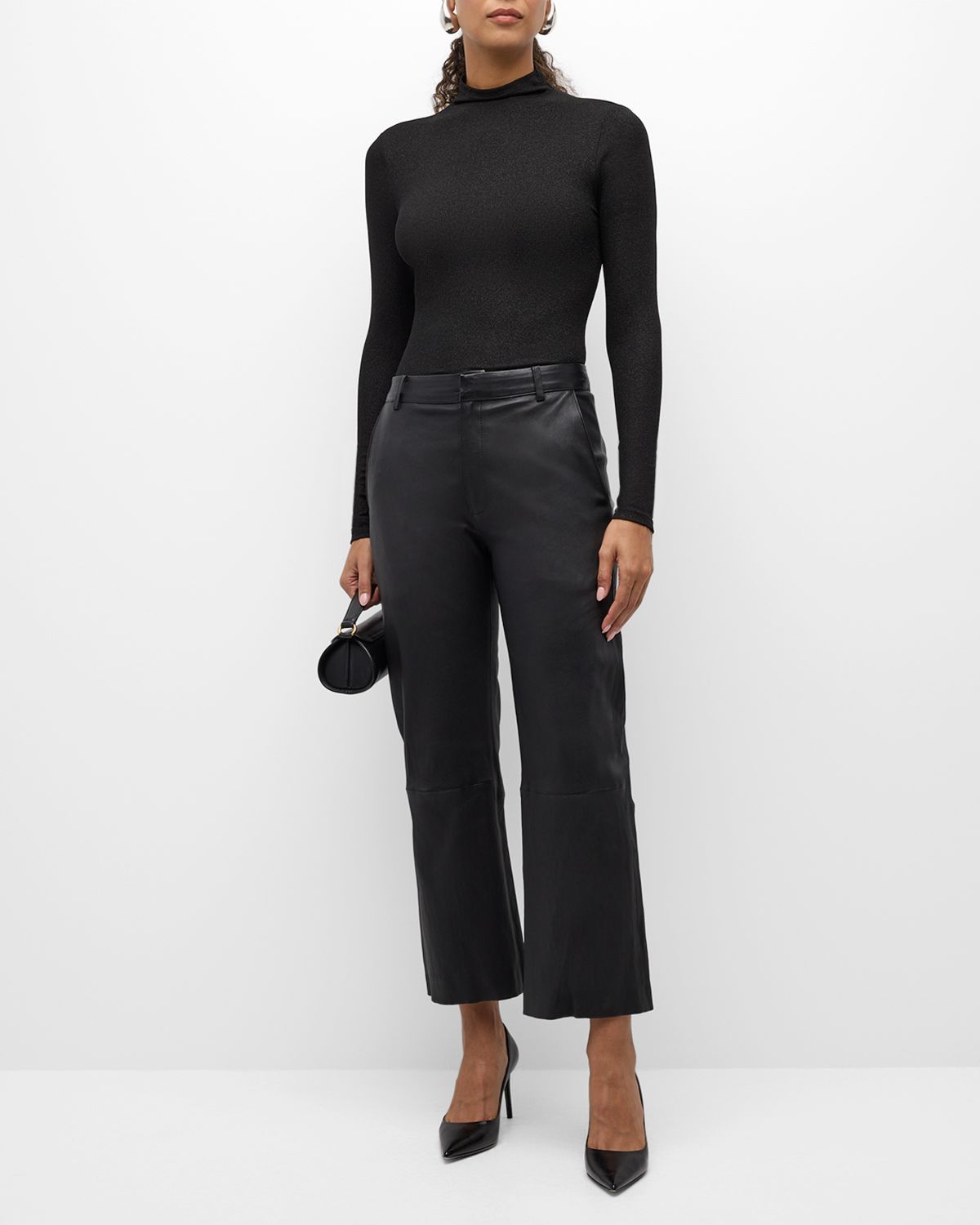 SPRWMN Cropped Baggy Low-Rise Leather Trousers