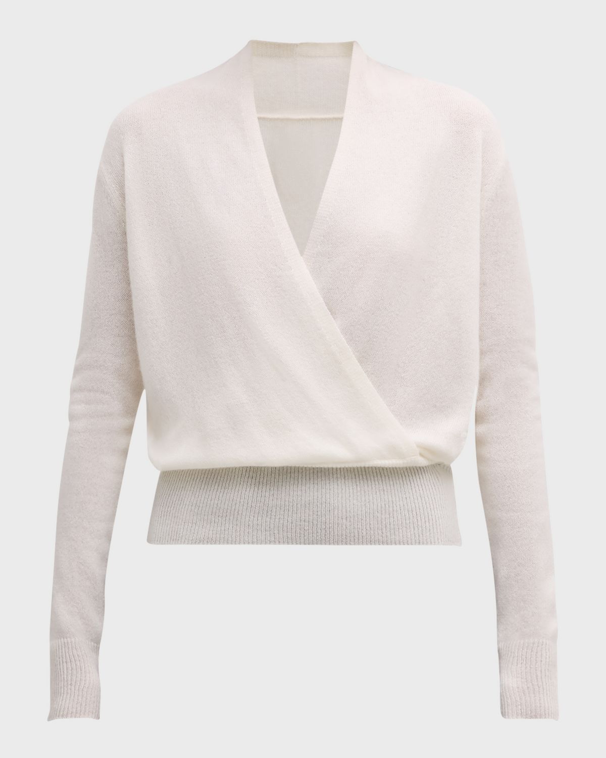 Neiman Marcus Cashmere Collection Cashmere Faux Wrap Sweater