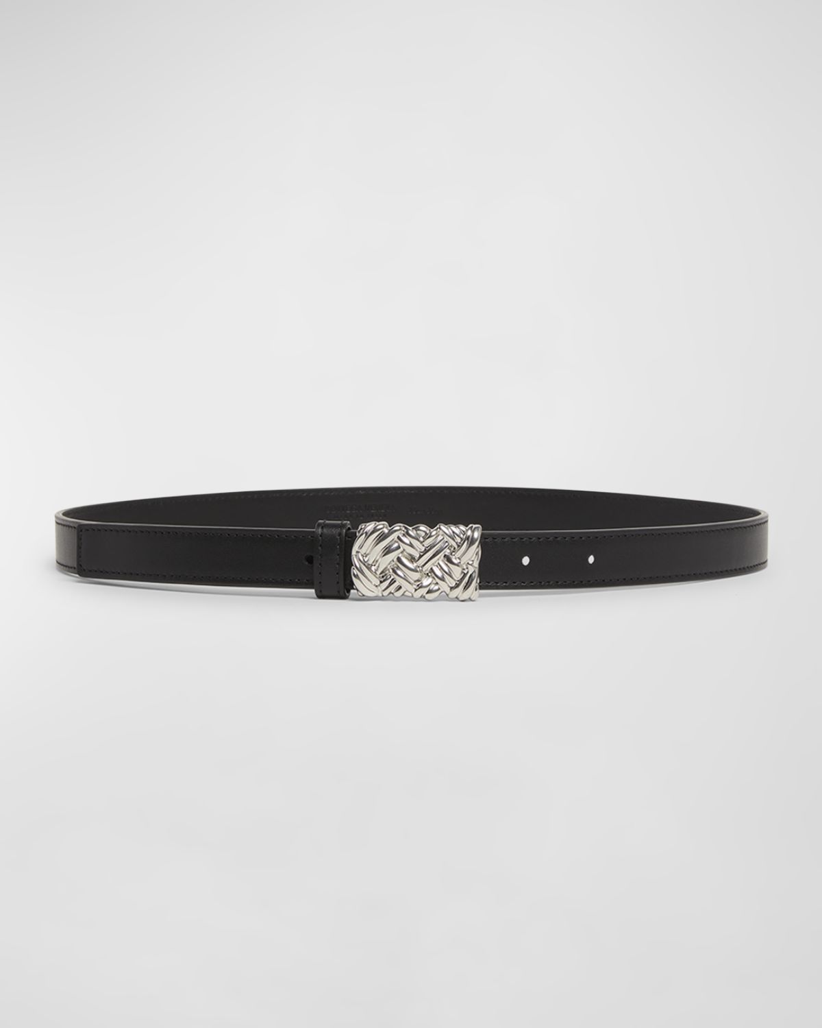 Bottega Veneta Woven Buckled Leather Skinny Belt