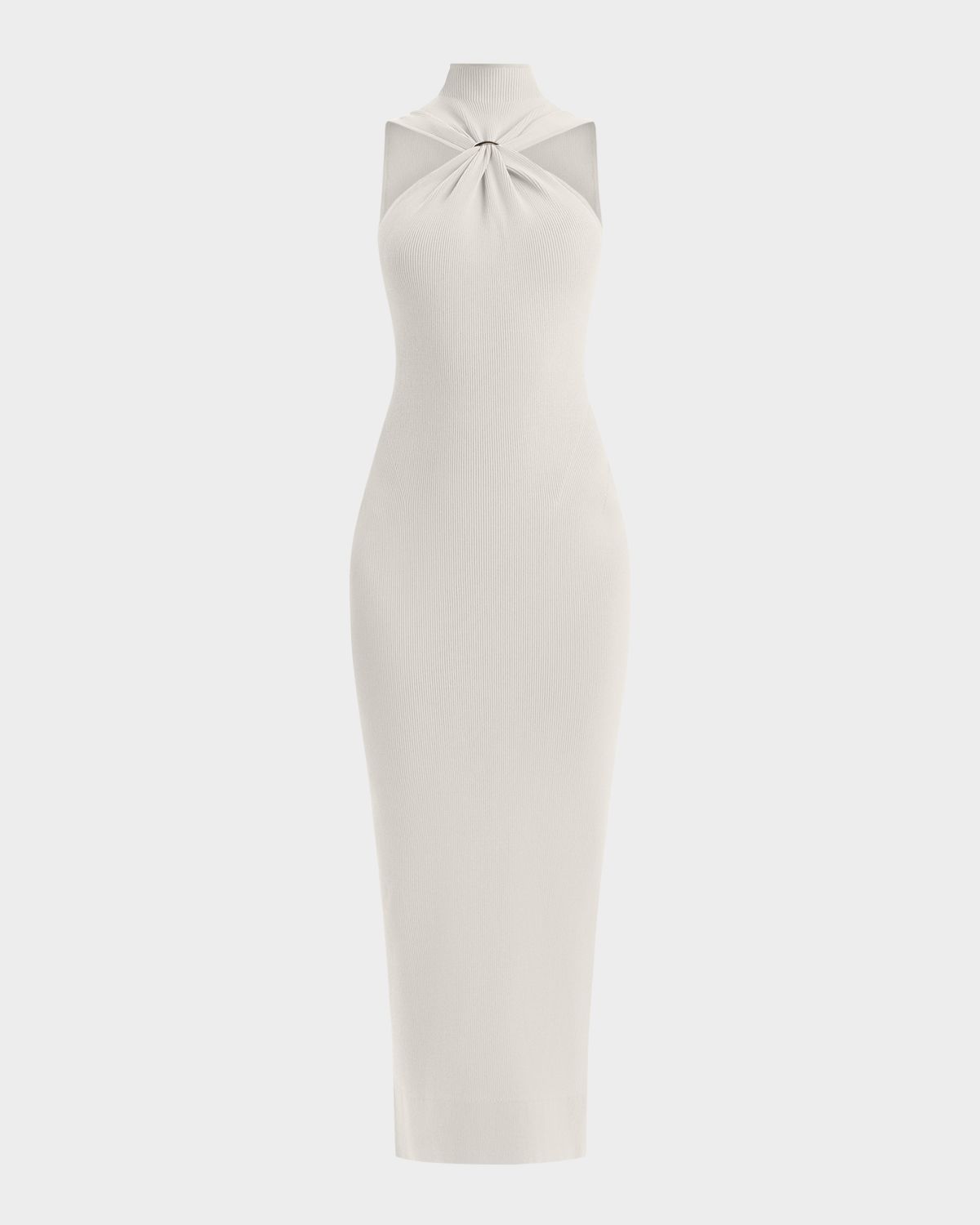 Herve Leger Angelica Gathered Turtleneck Sleeveless Rib Gown
