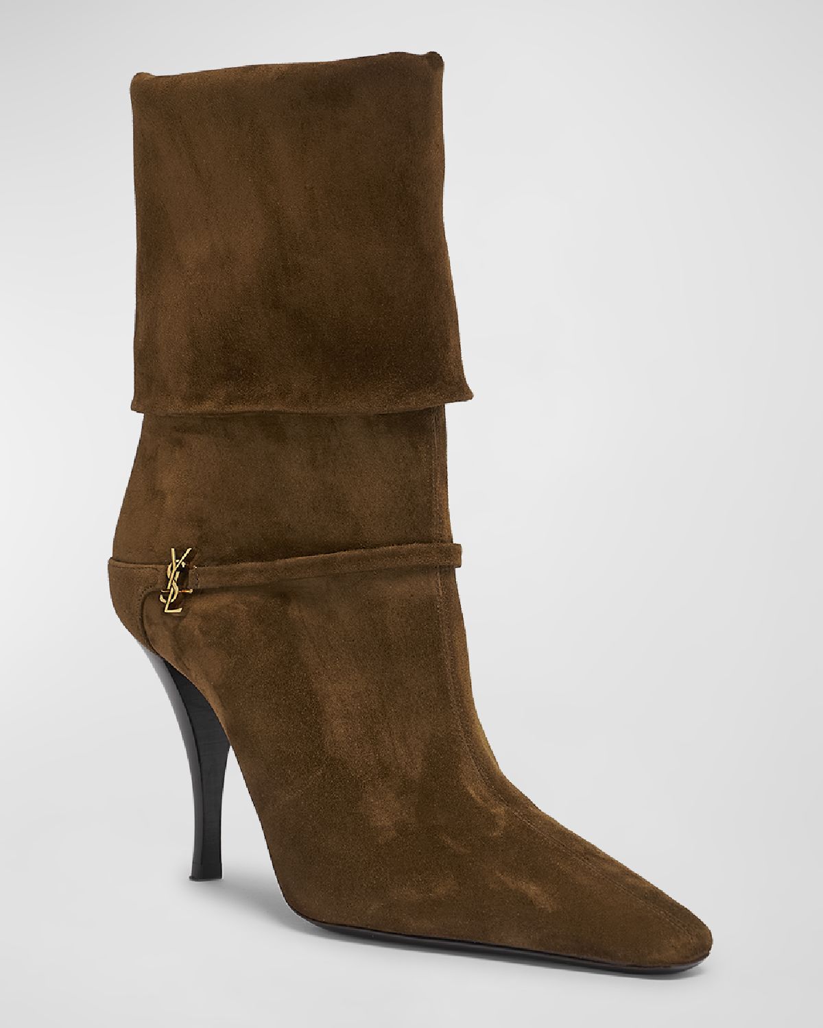 Saint Laurent Niki Suede YSL Stiletto Ankle Booties