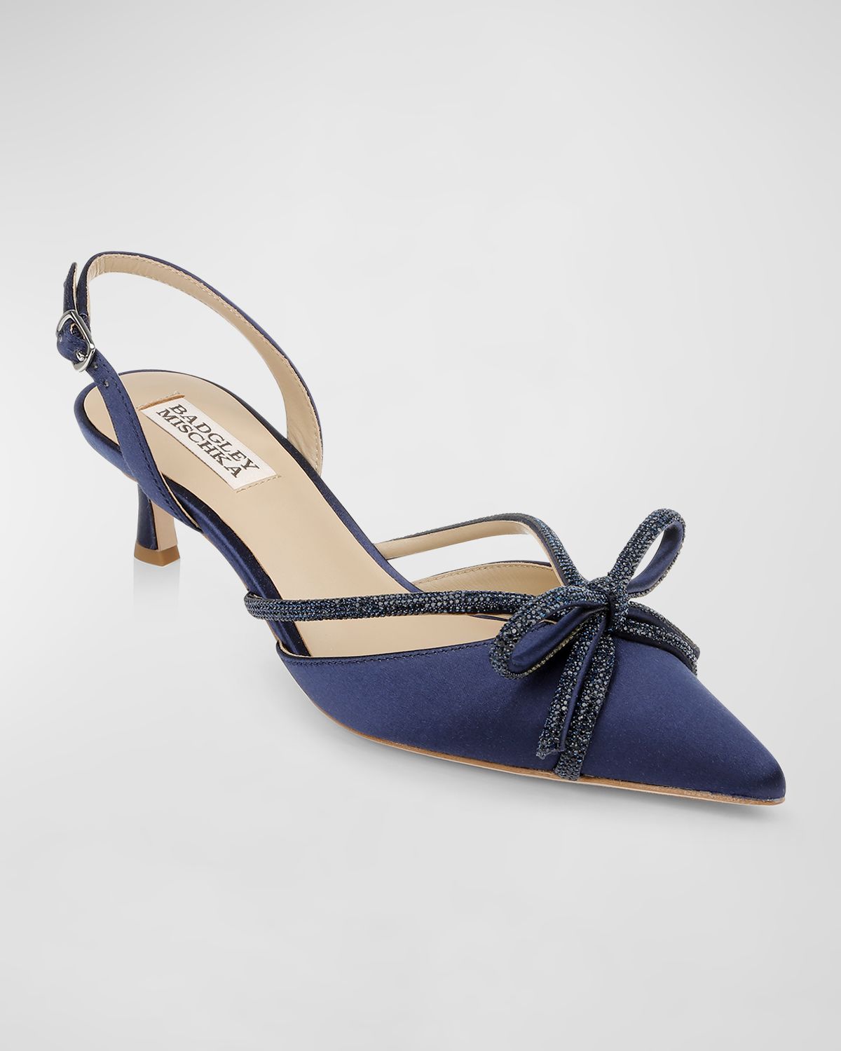 Badgley Mischka Angelina Silk Shimmer Bow Slingback Pumps