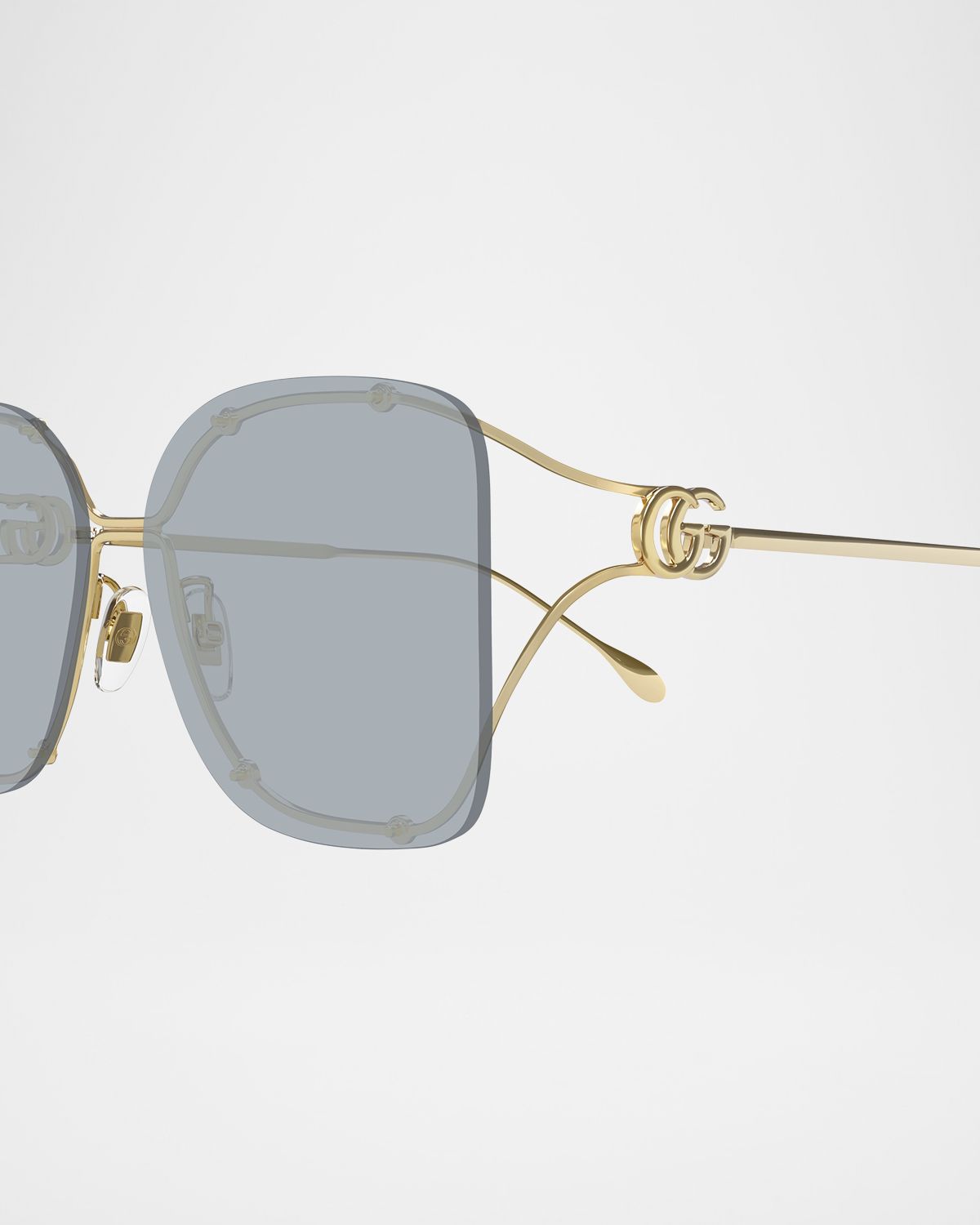 Gucci Rimless Square Metal Sunglasses