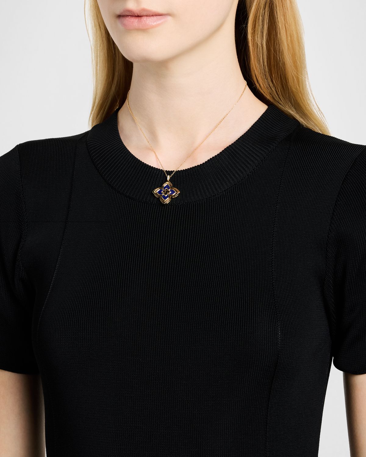 Roberto Coin 18K Yellow Gold Petite Venetian Princess Pirouette Lapis and Diamond Necklace