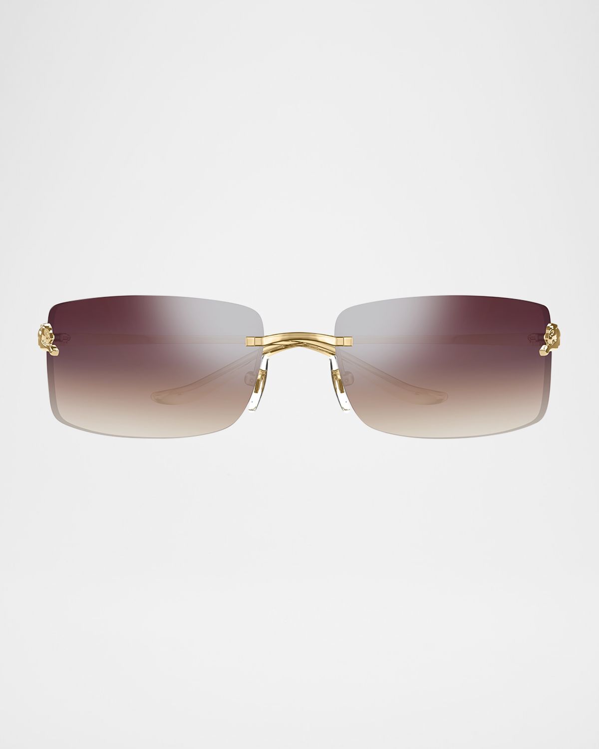 Cartier Panthère Rimless Rectangular Sunglasses in Silver Metal
