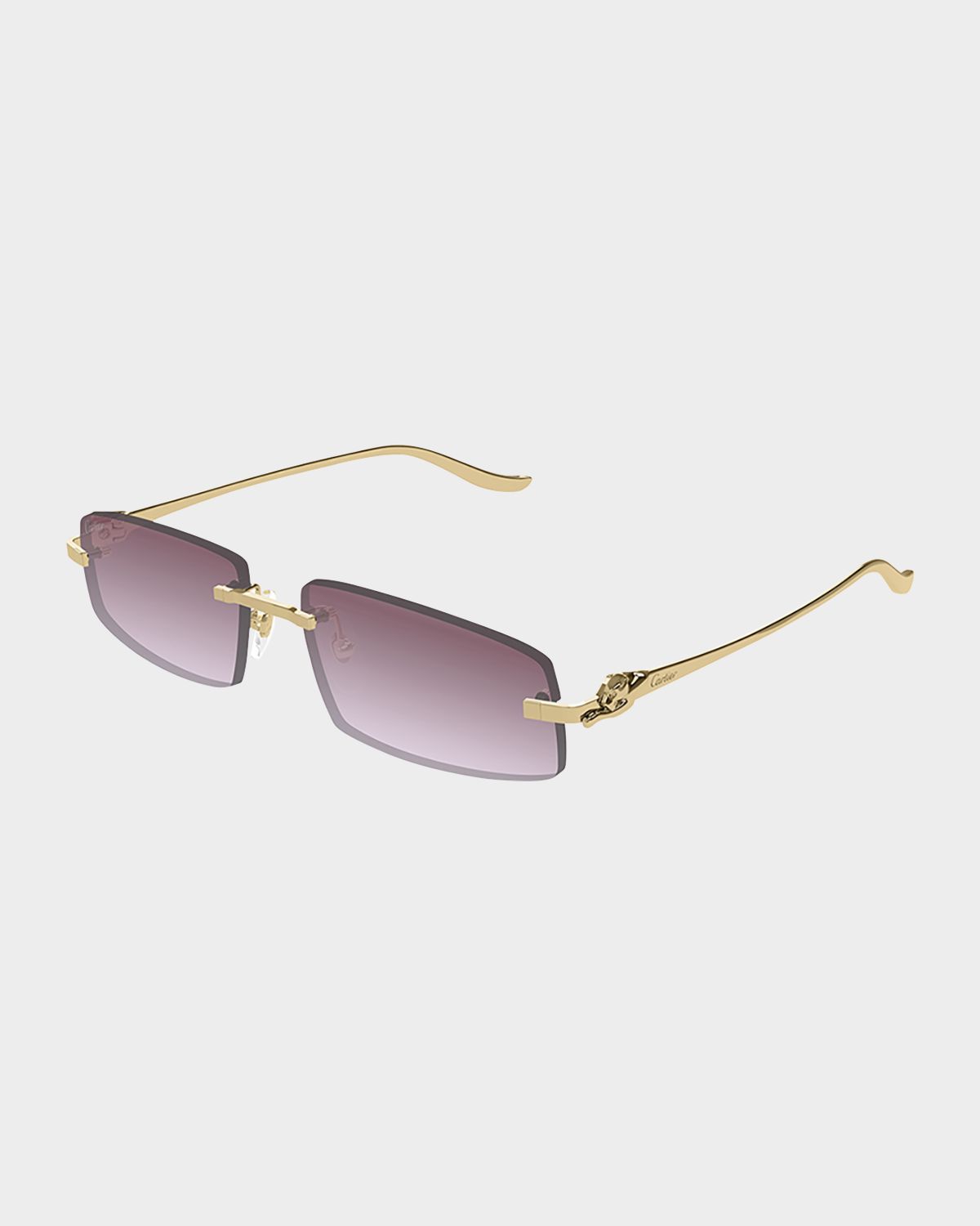 Cartier Panthère Rimless Rectangular Sunglasses in Gold Metal