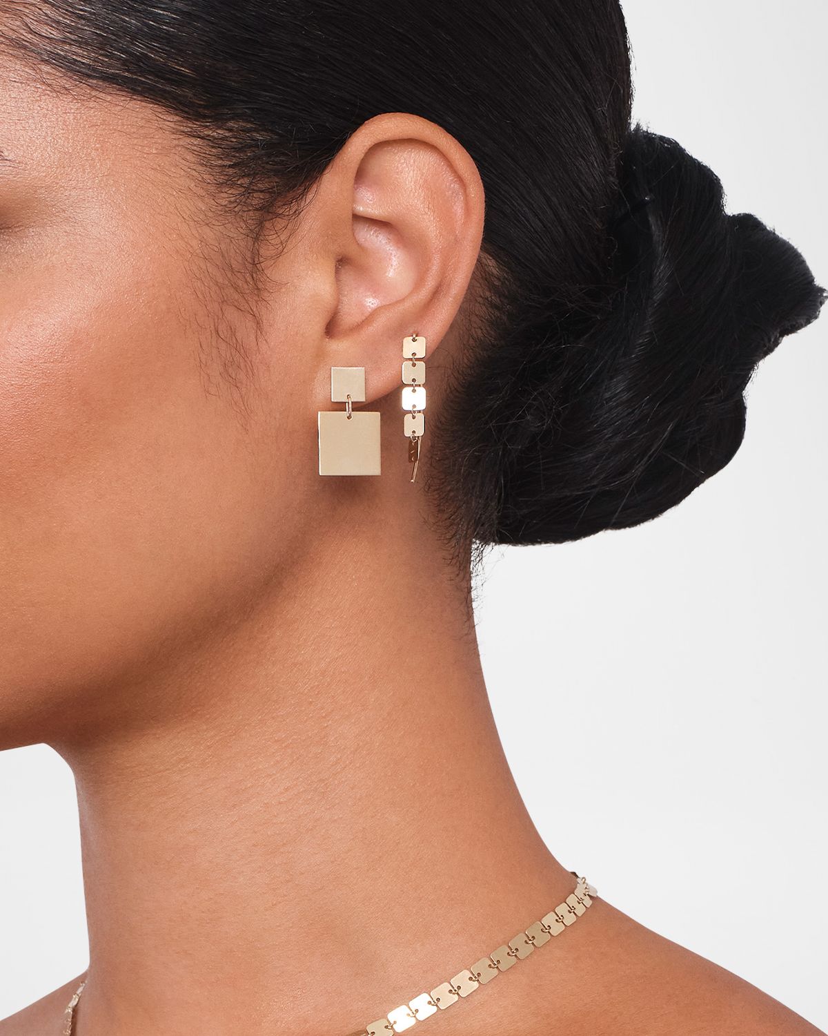 LANA 14K Yellow Gold Double Square Dangle Earrings