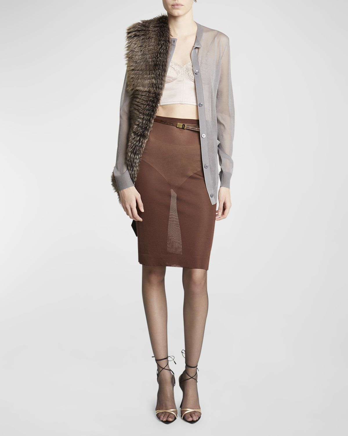 Saint Laurent Lamb Fur & Cashmere Scarf