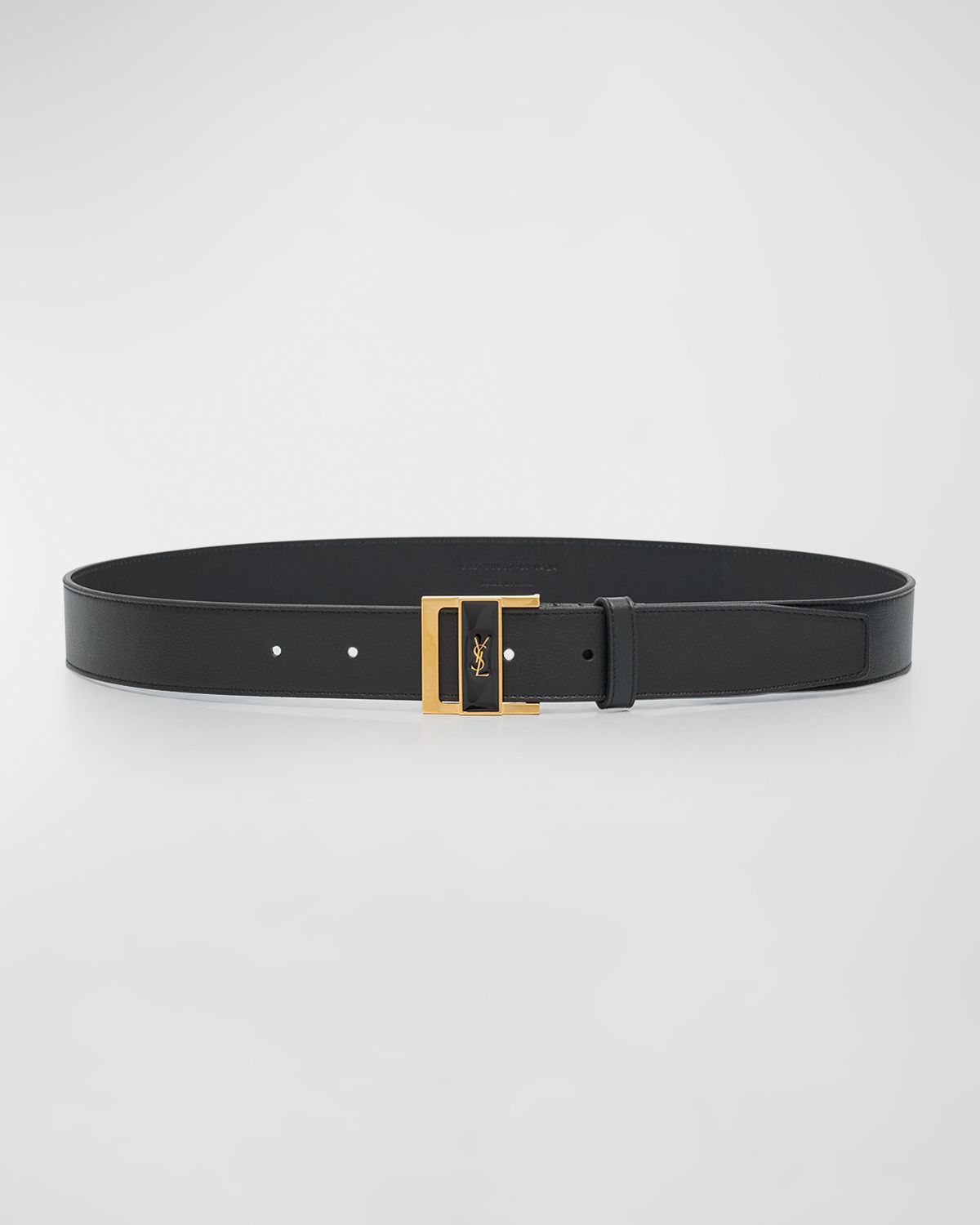 Saint Laurent Cassandre Leather Skinny Belt