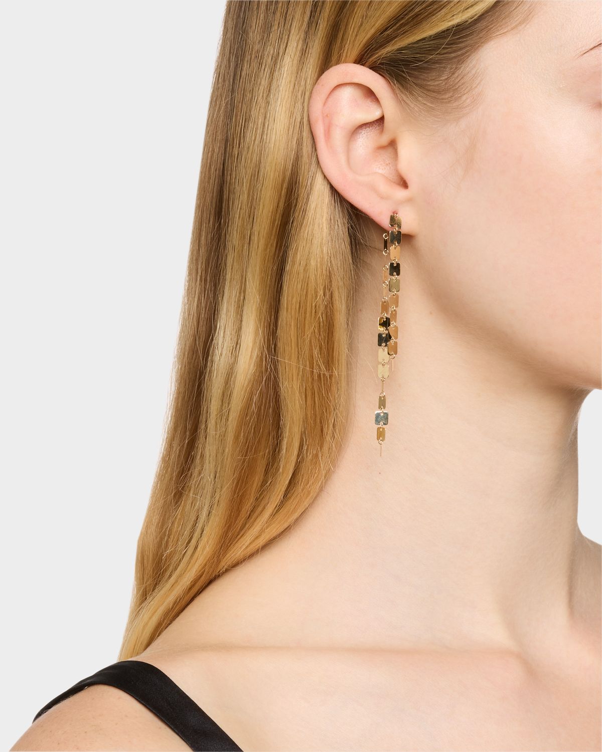 LANA 14K Yellow Gold Laser Square Chain Linear Earrings