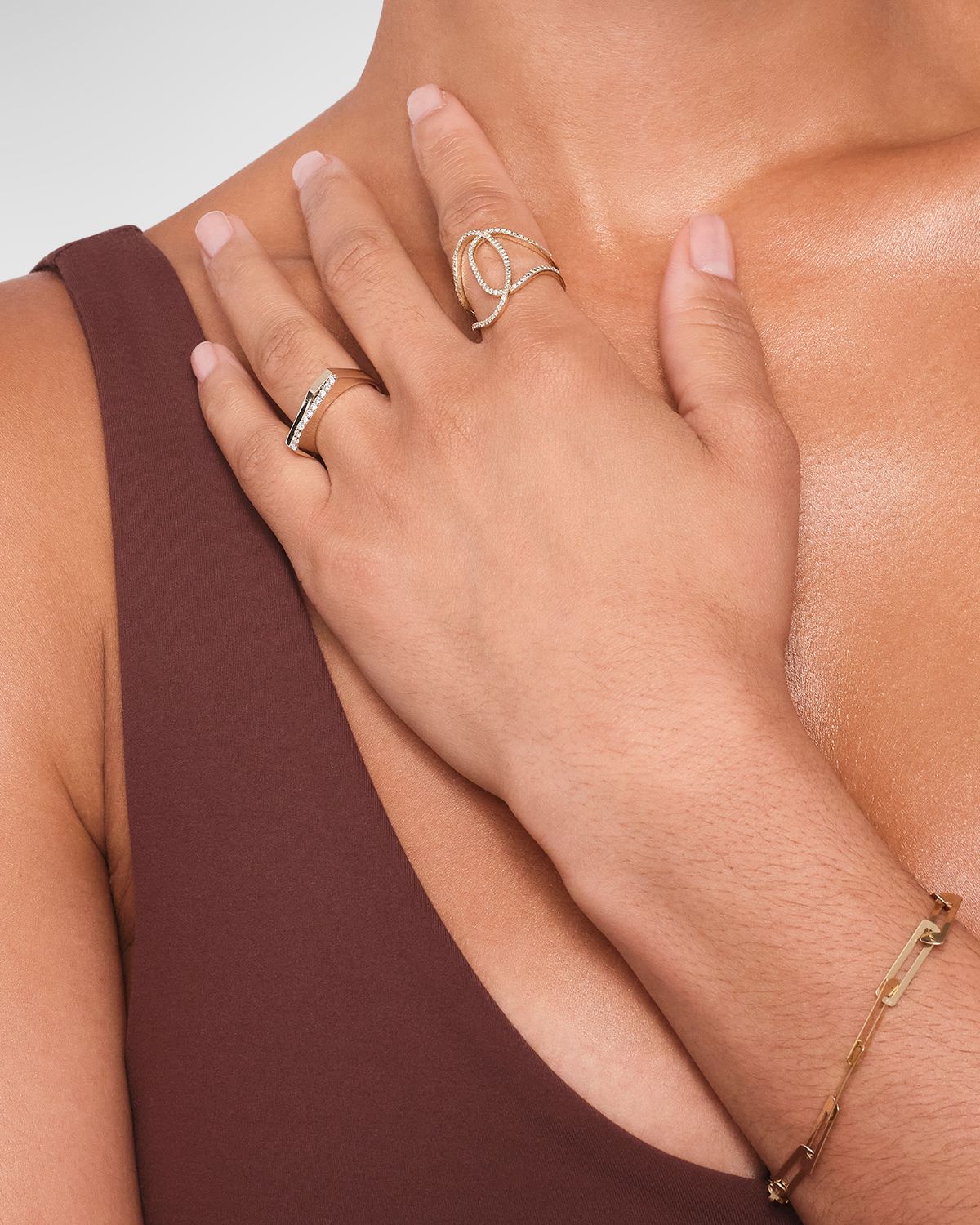 LANA 14K Gold Laser Open Interlocking Rectangle Bracelet