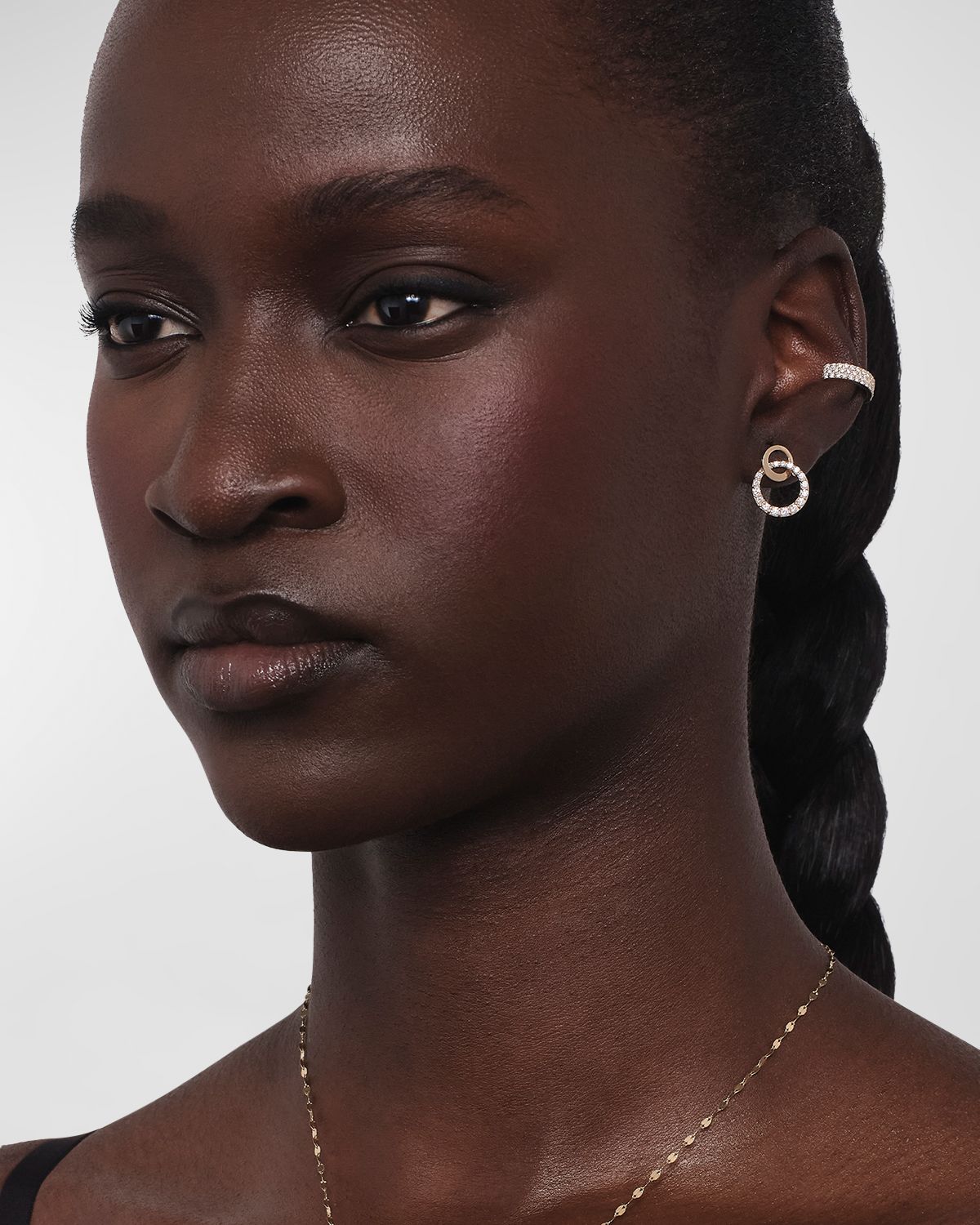 Lana 14K Gold Flawless Double Bond Cusp Dangle Stud Earrings