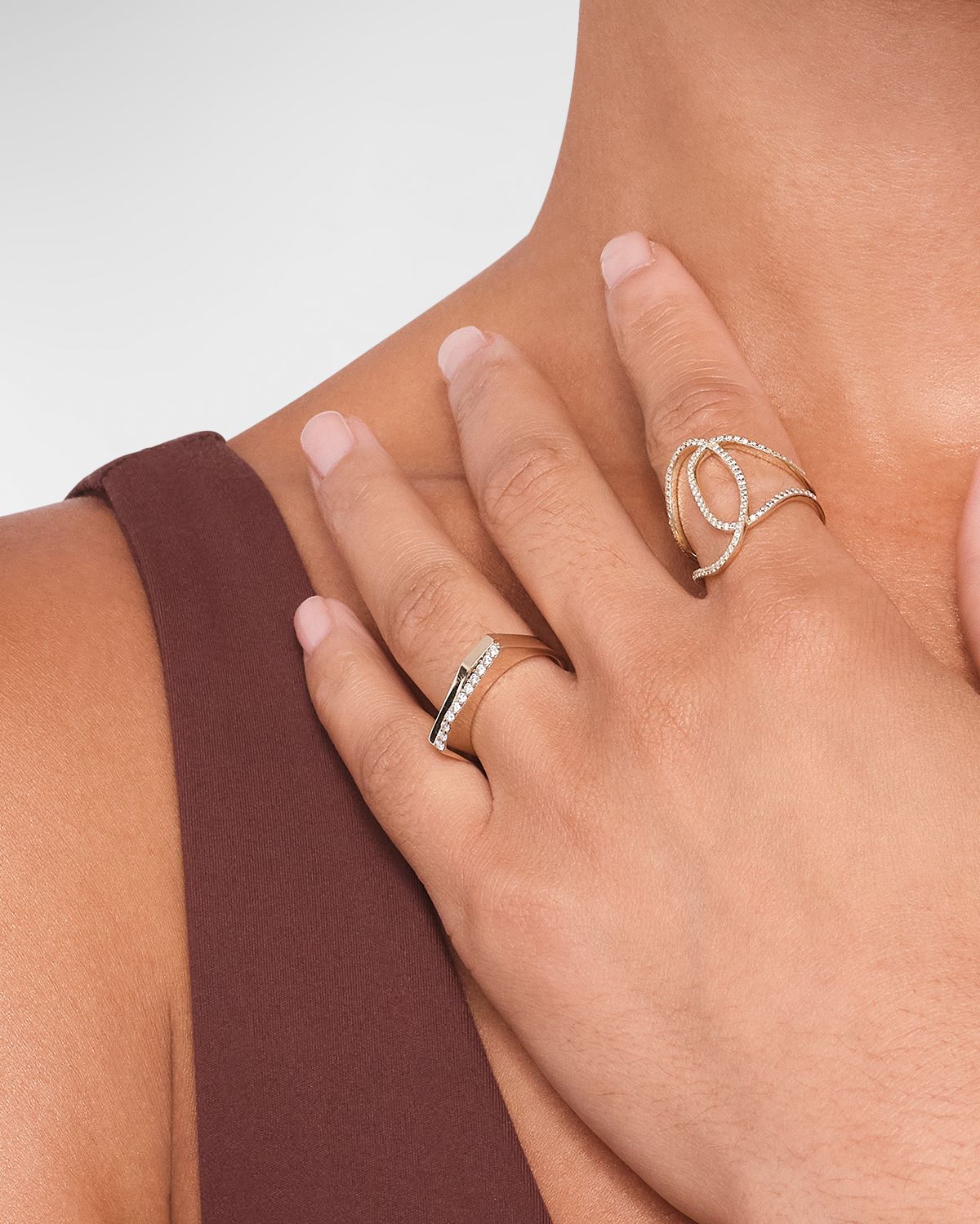LANA 14K Gold Flawless Geometric Double Band Ring