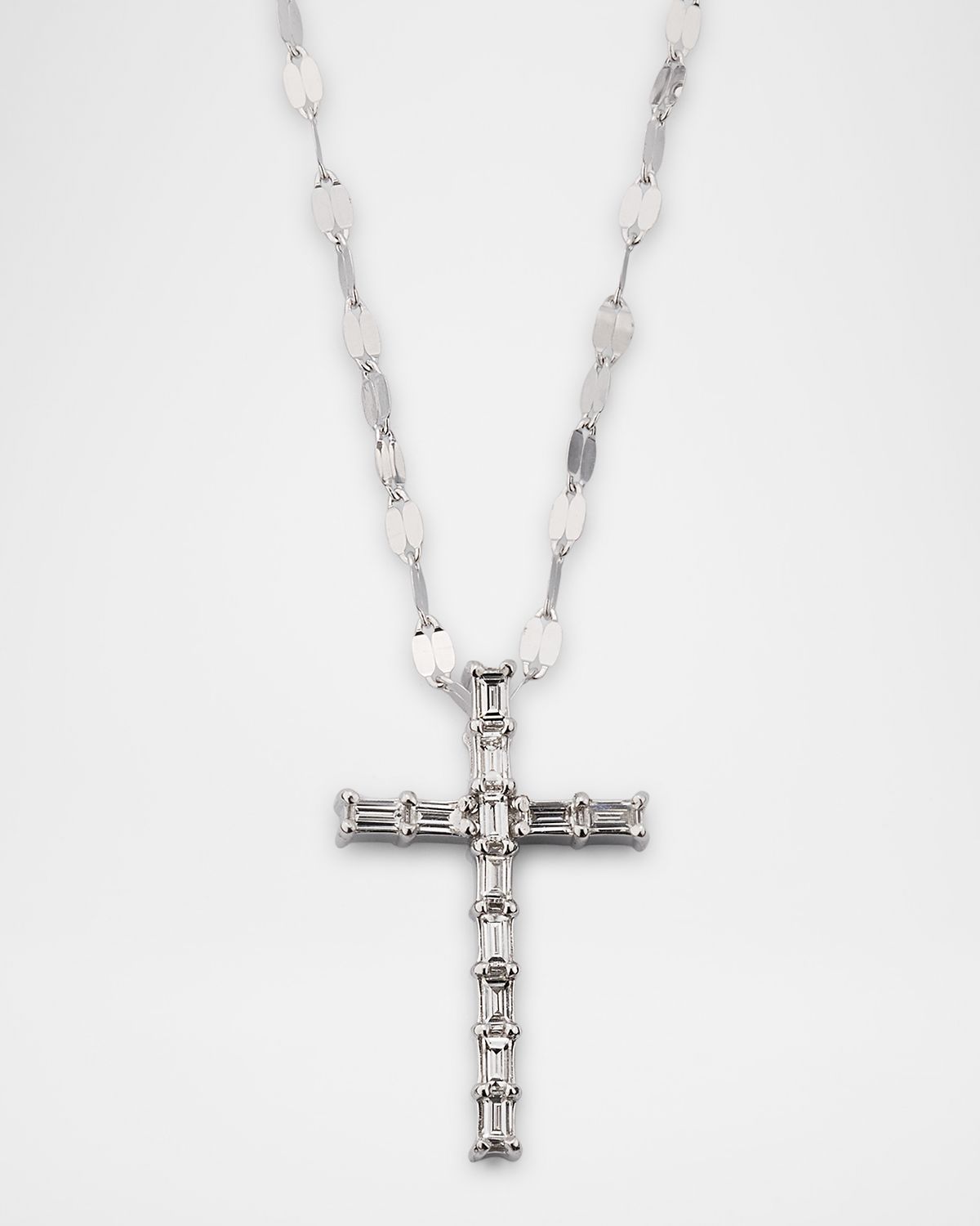 LANA 14K Gold Baguette Everyday Cross Pendant Necklace with Jump Ring, 16-18"L