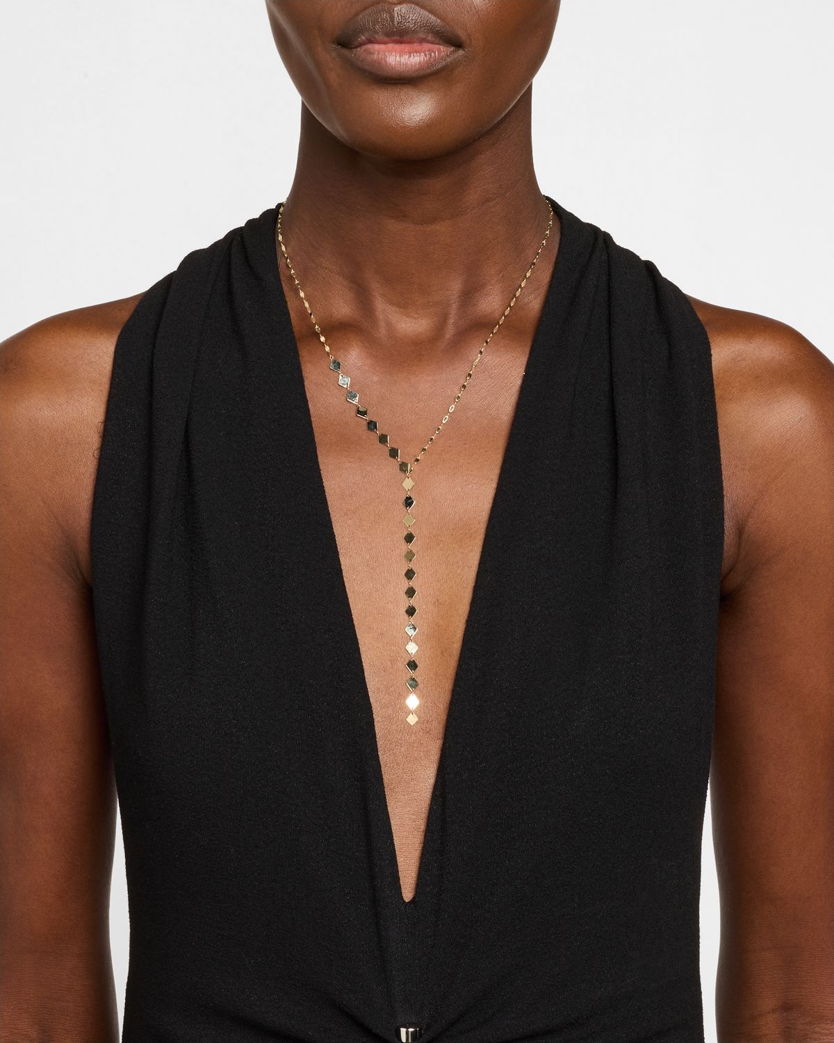 LANA 14K Yellow Gold Laser Kite Blake Chain Remix Lariat Necklace, 18"L