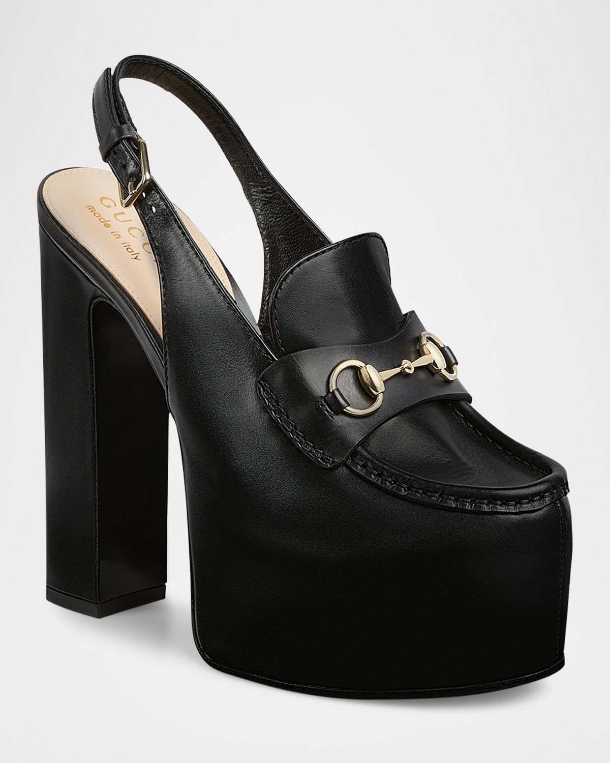 Gucci Ottavia Leather Platform Loafer Pumps