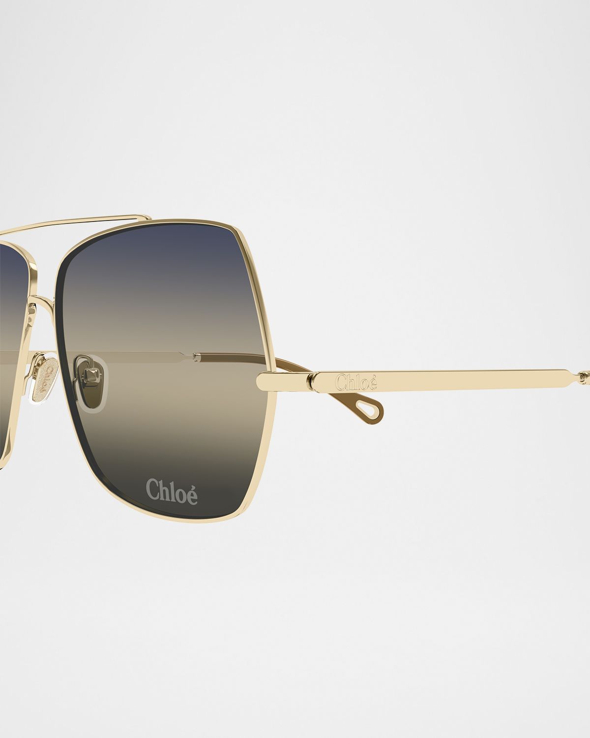 Chloe Gradient Aviator Metal Sunglasses