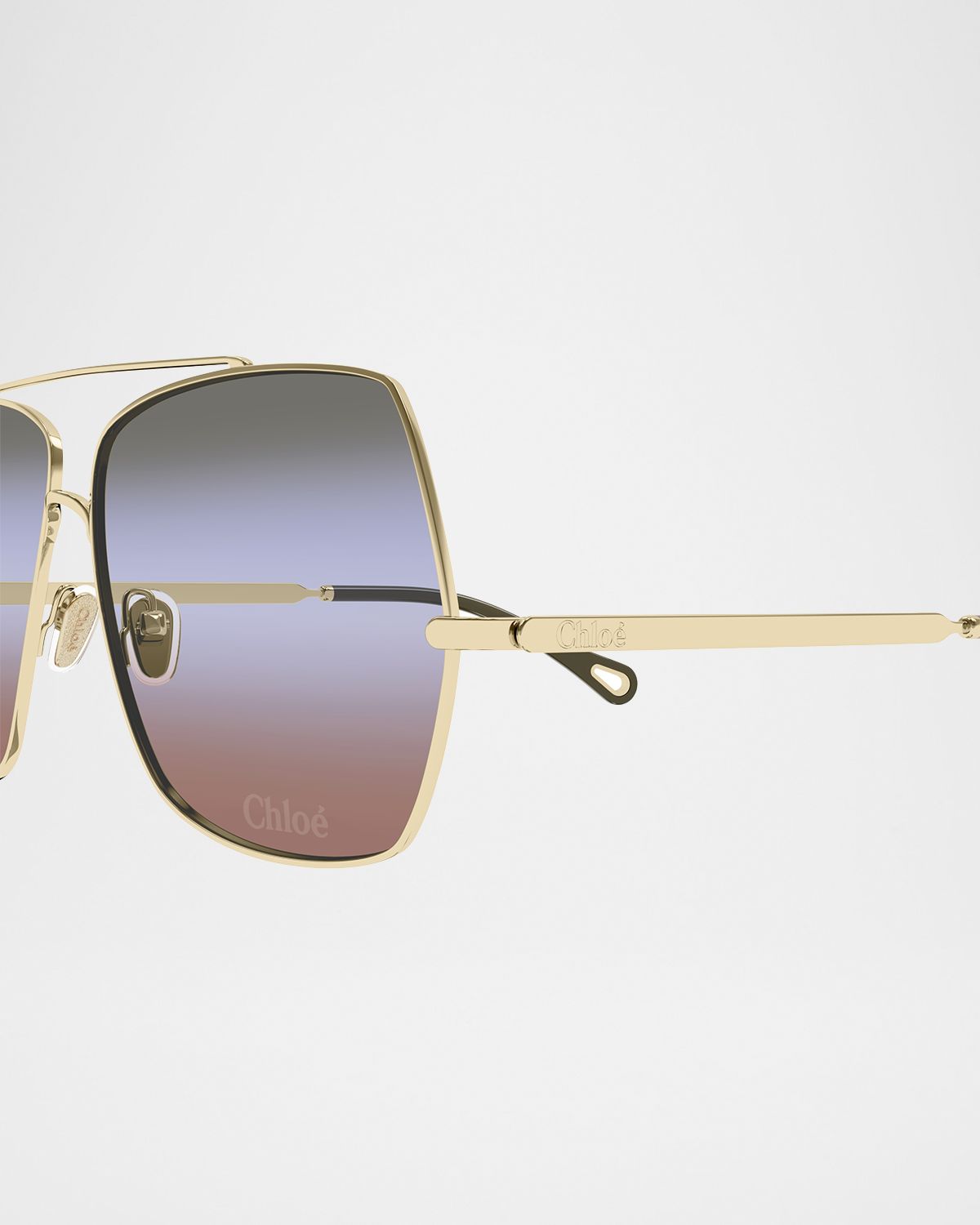 Chloe Gradient Aviator Metal Sunglasses