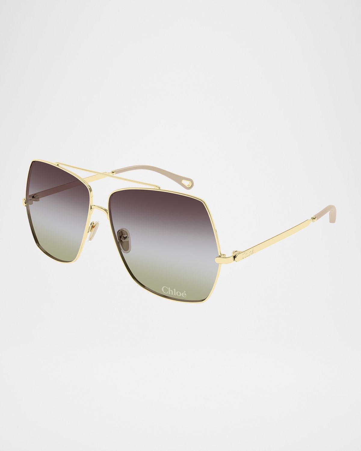 Chloe Gradient Aviator Metal Sunglasses