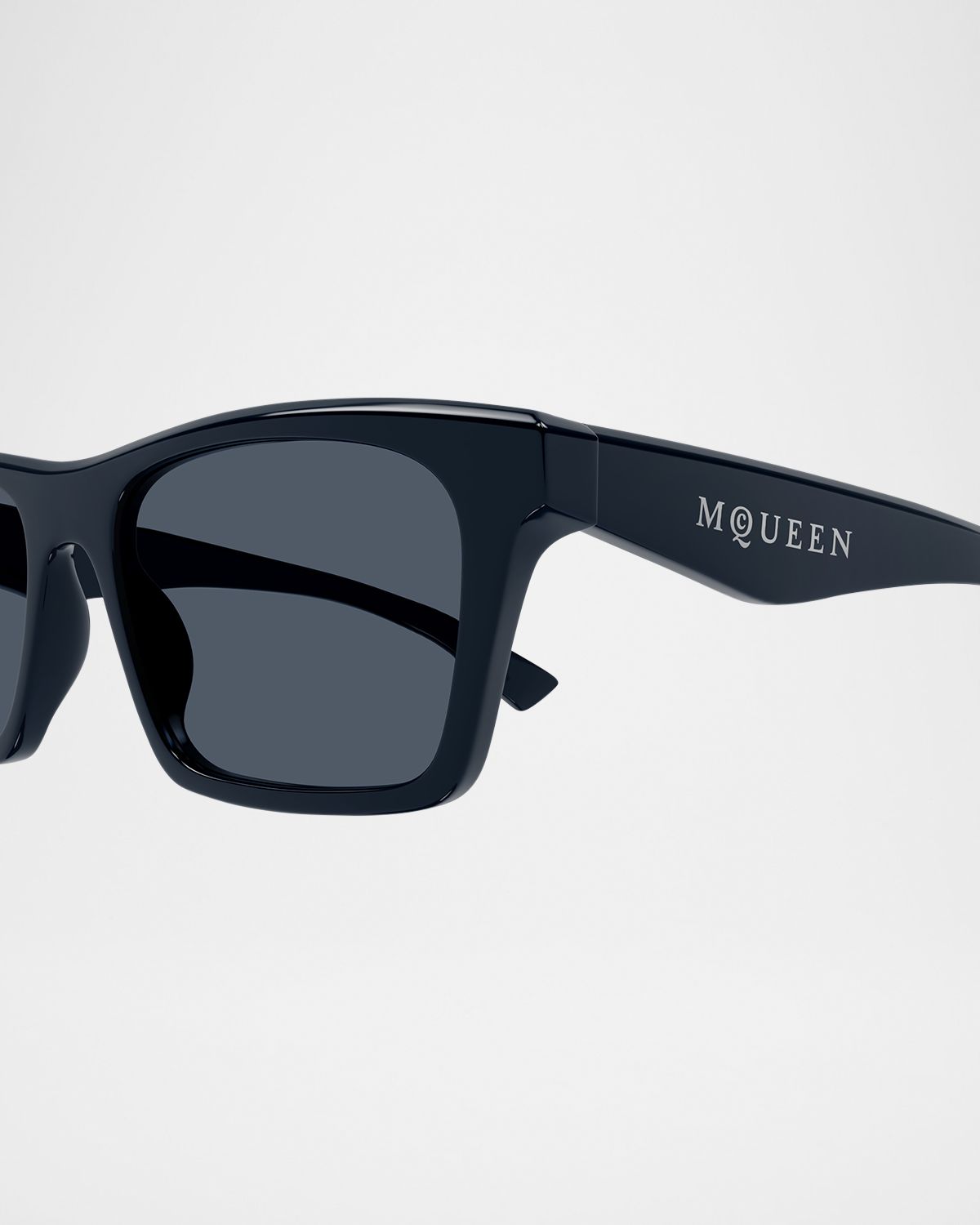 McQueen Men 's AM0472SM Acetate Rectangle Sunglasses