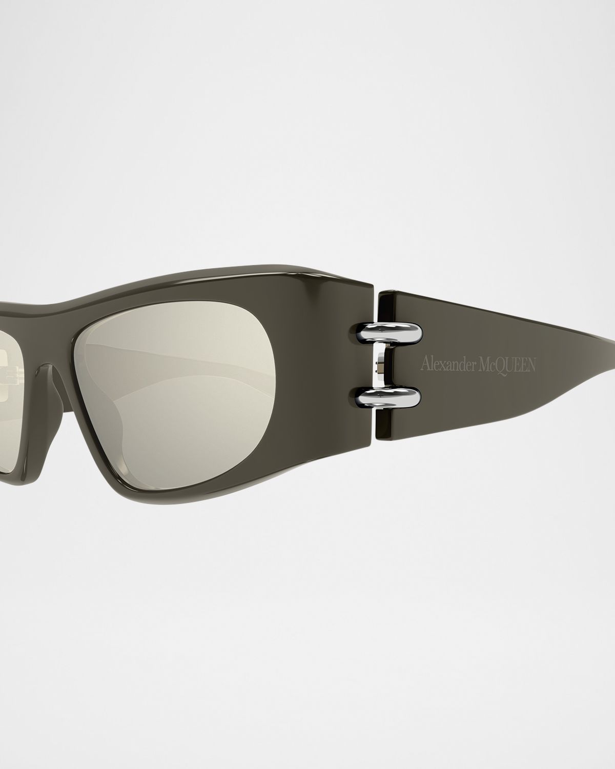 McQueen Men 's AM0471SM Acetate Rectangle Sunglasses