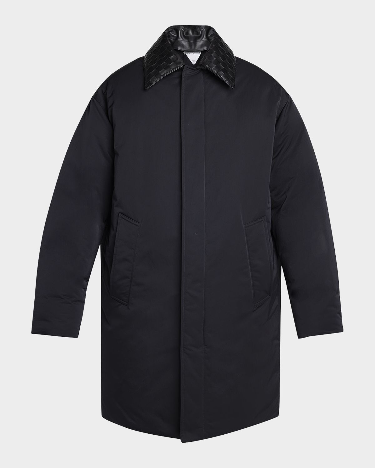 Bottega Veneta Men 's Tech Puffer Jacket with Intrecciato Collar