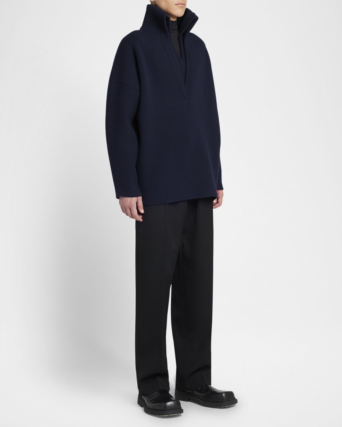 Bottega Veneta Men 's Compact Wool Double V-Neck Sweater