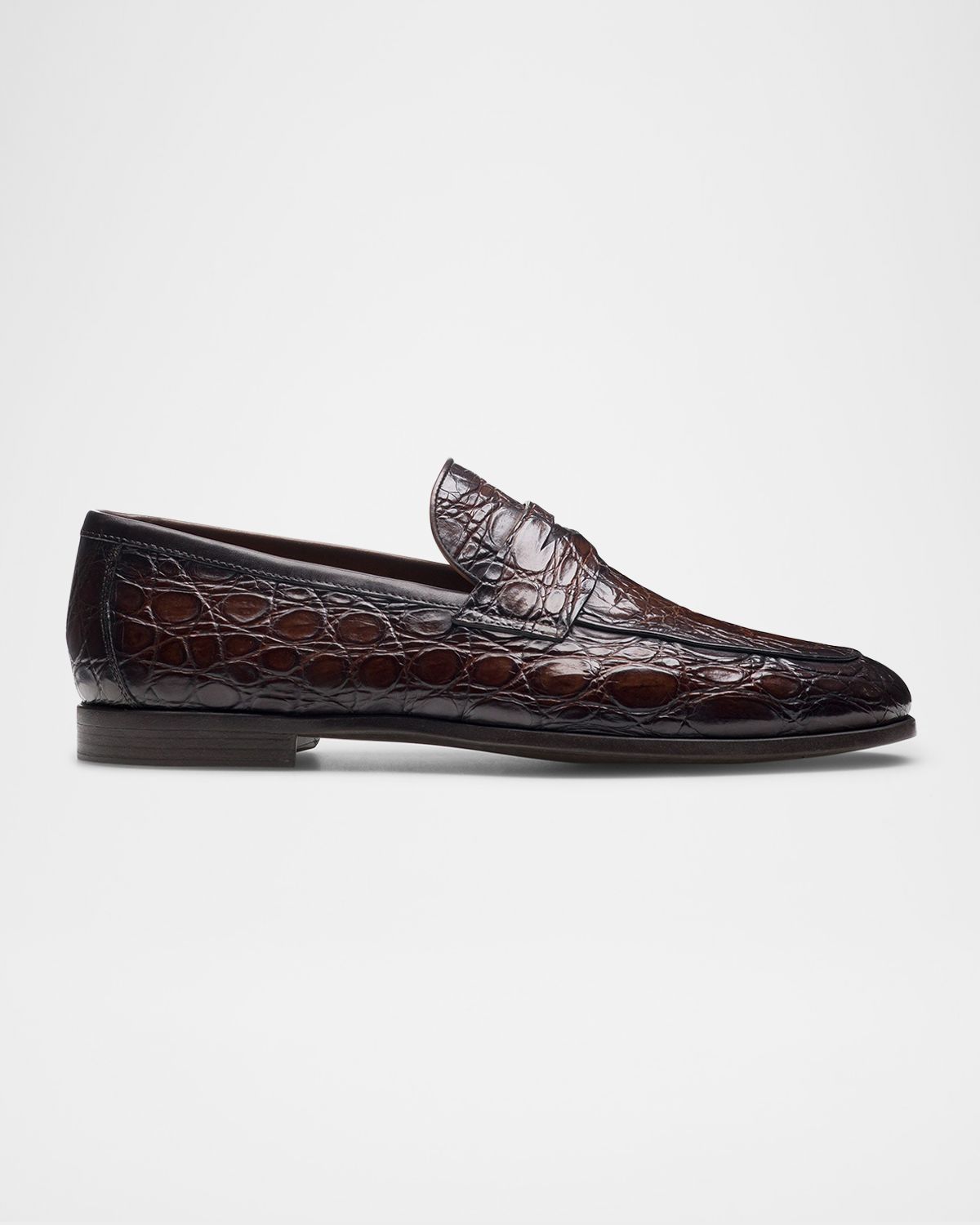 Magnanni Men 's Vicente Croc Leather Penny Loafers