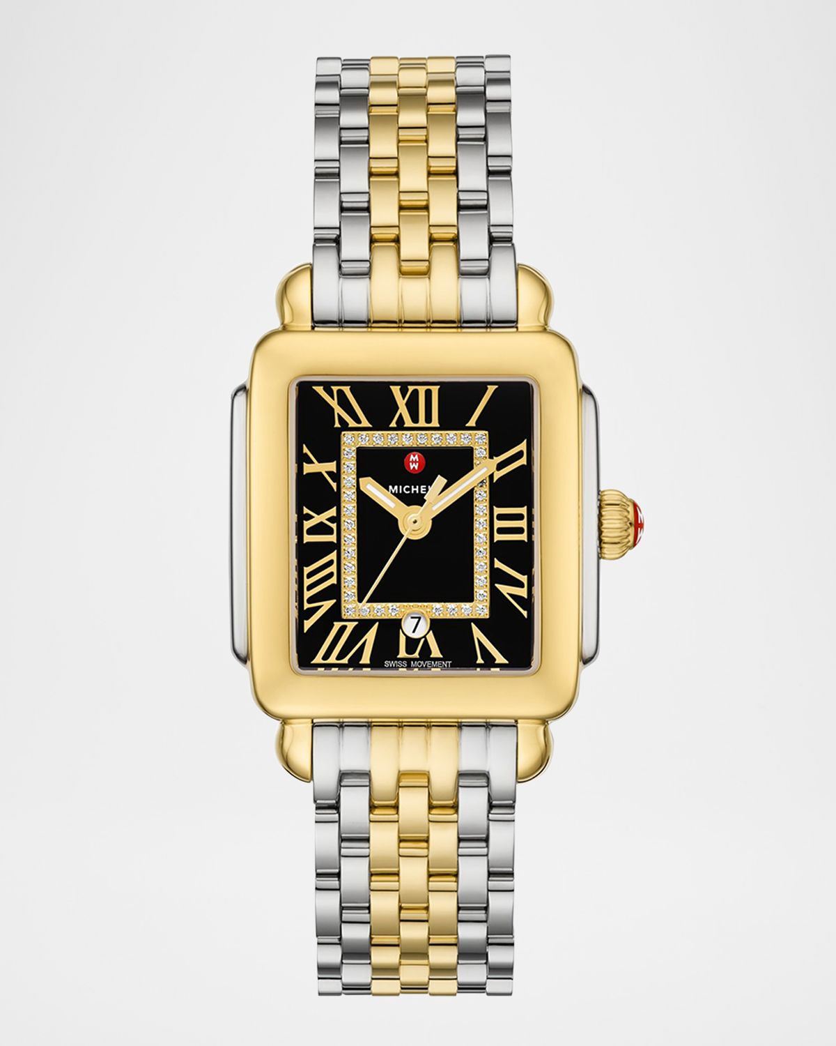 MICHELE Deco Madison Mid Noir Diamond Dial Two-Tone Bracelet Watch