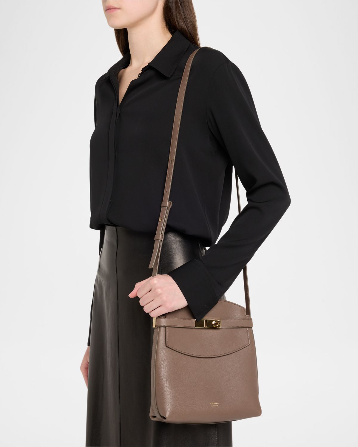 Ferragamo Hug Leather Messenger Crossbody Bag