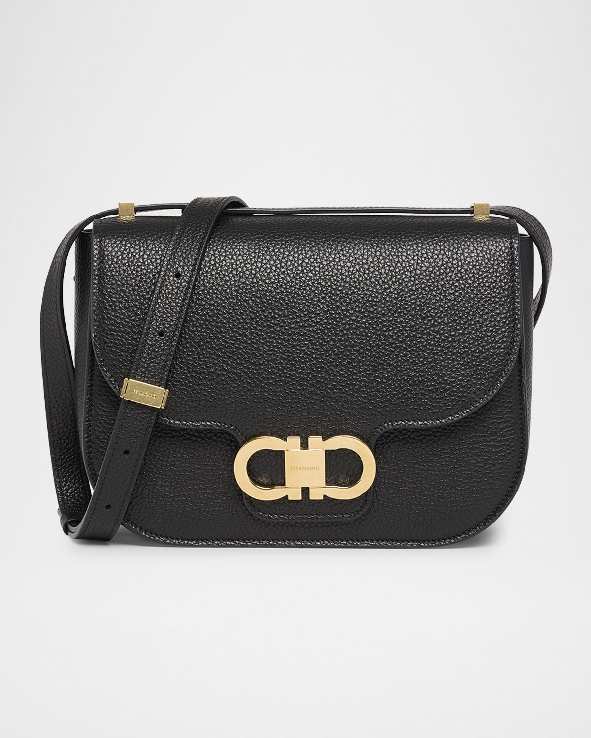 Ferragamo Double Gancio Flap Leather Crossbody Bag