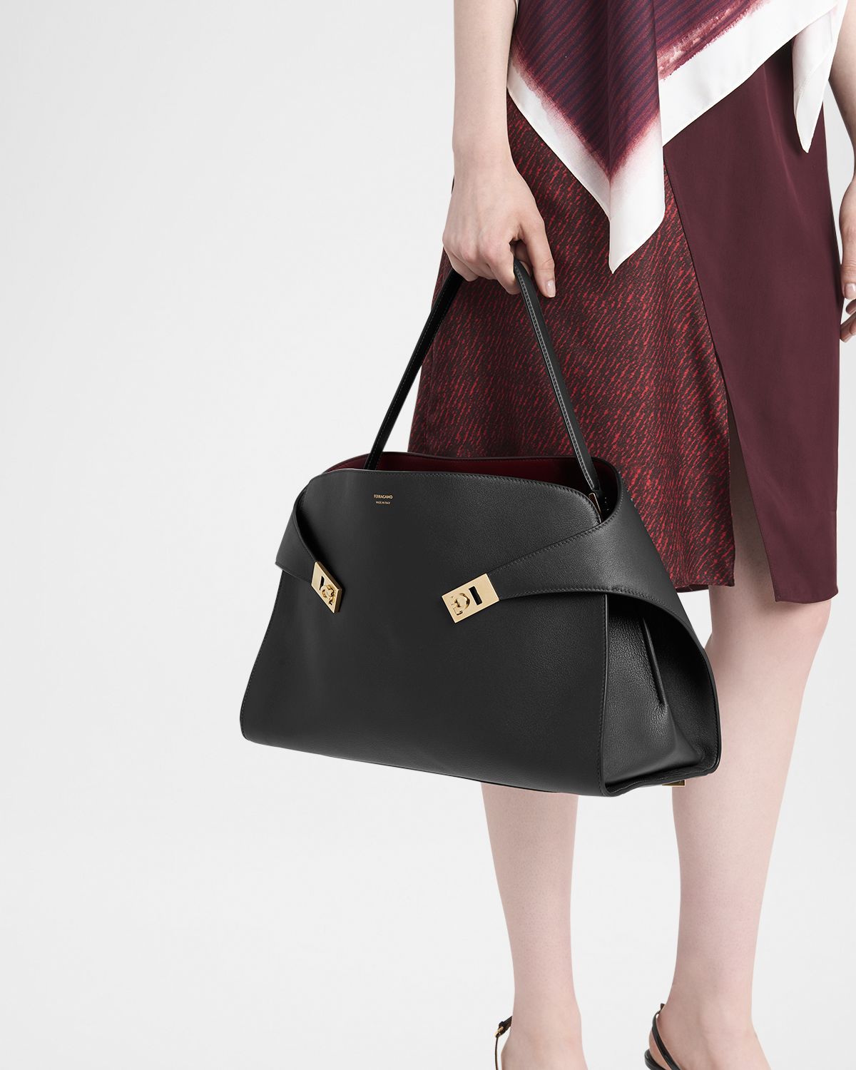 Ferragamo Large Hug Soft Bicolor Shoulder Bag