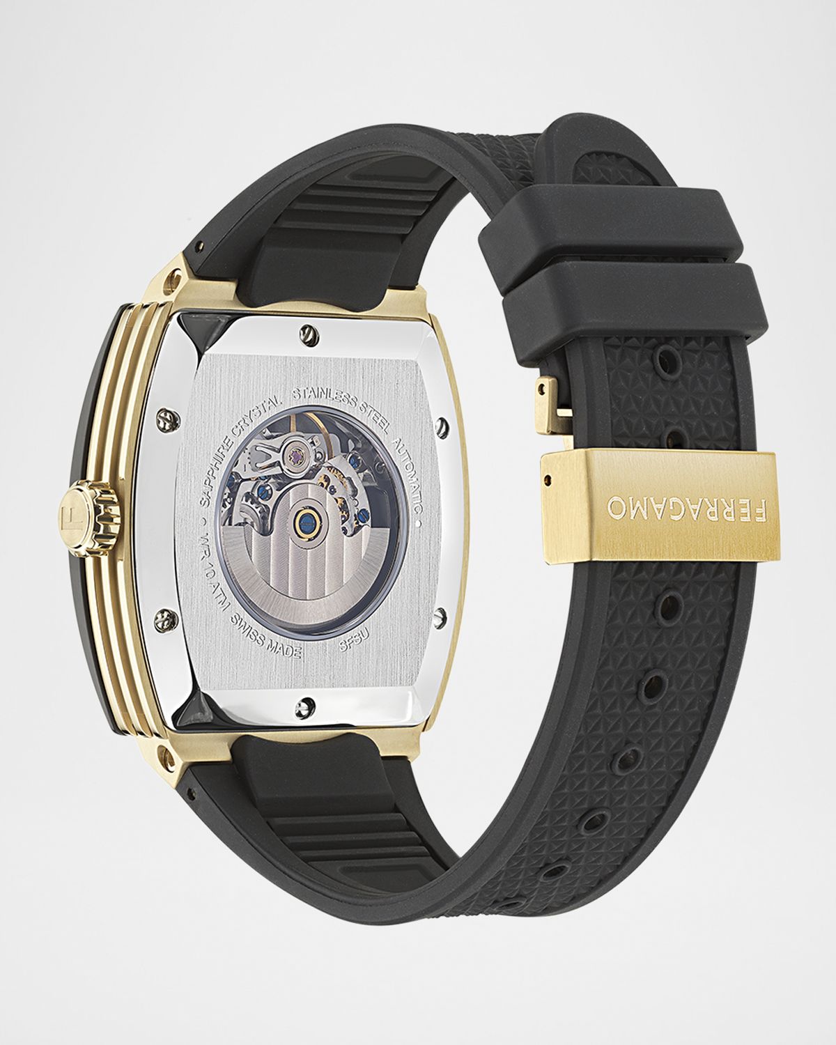 Ferragamo Men 's F-80 Two-Tone Tonneau Skeleton-Dial Watch, 42mm