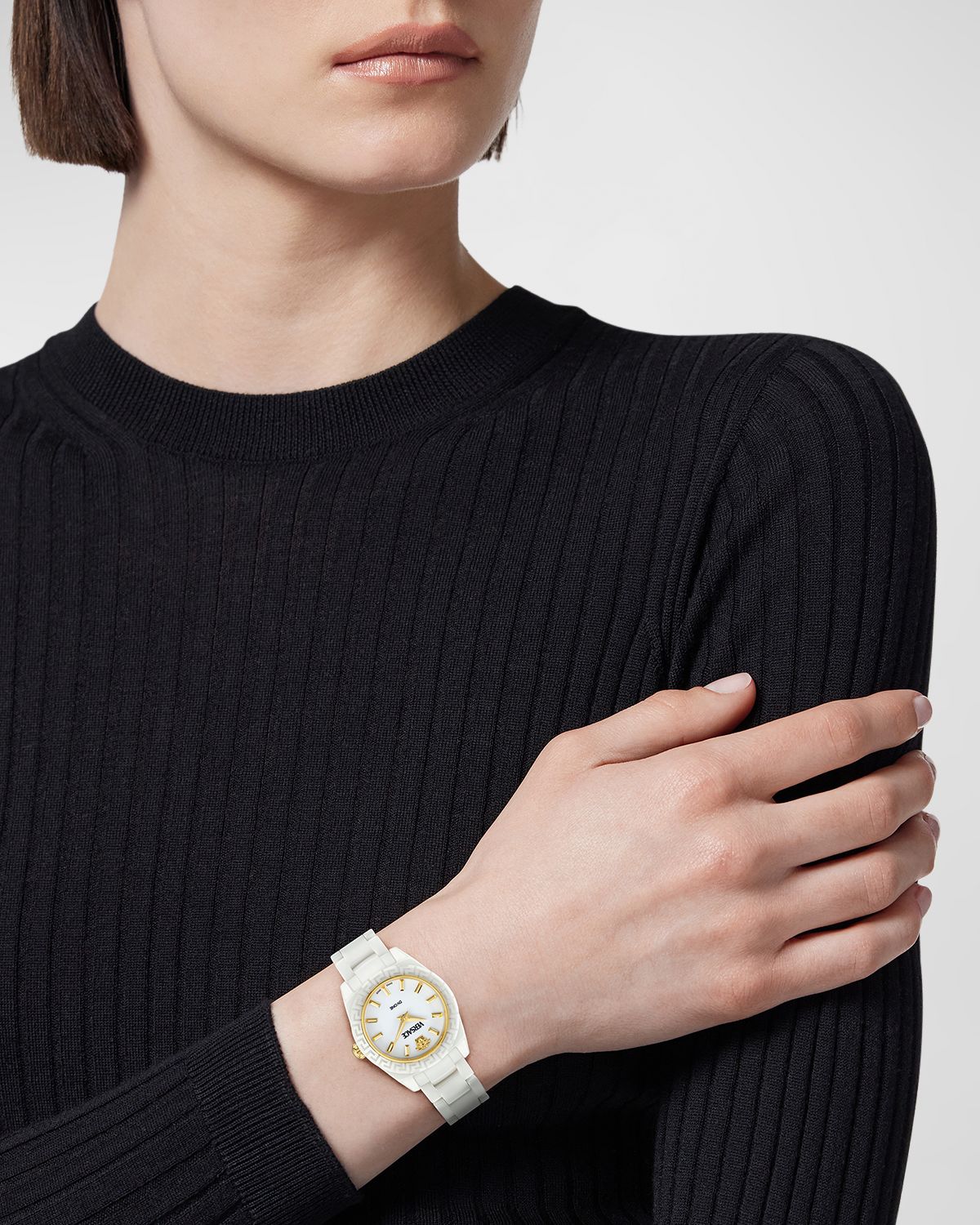 Versace 28mm DV One Watch with Bracelet Strap, White