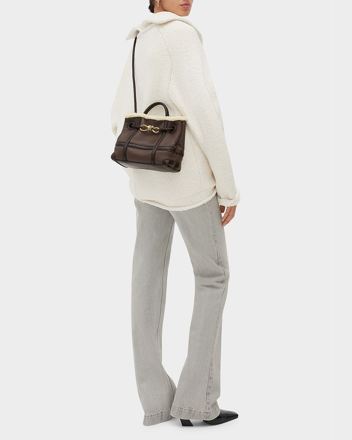Bottega Veneta Small Andiamo Aviator Shearling Tote Bag