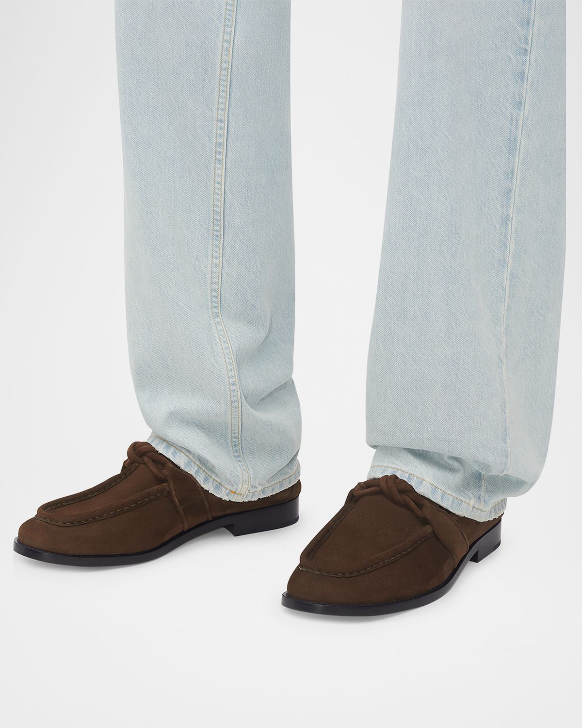 Bottega Veneta Men 's Astaire Suede Knot Loafers